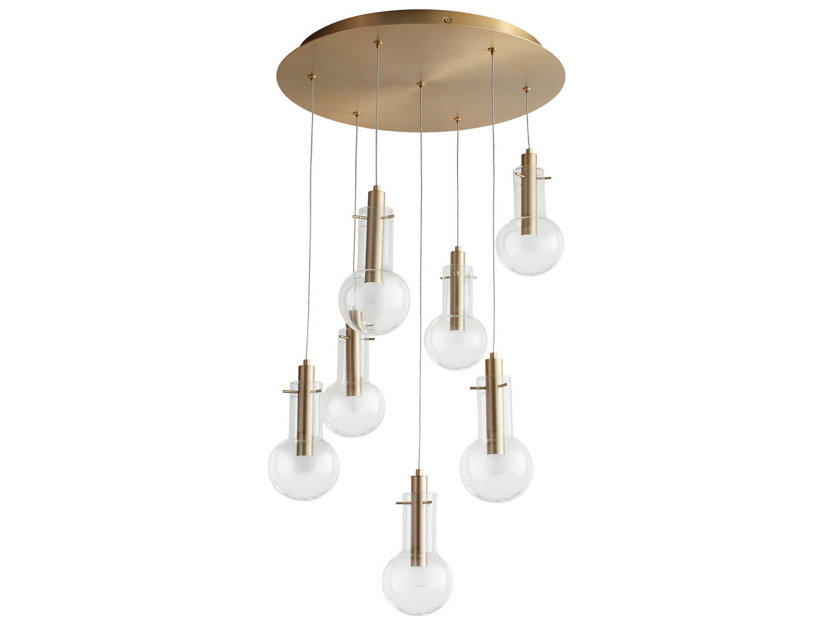 Oxygen by Quorum Primo 7-Light Aged Brass Pendant