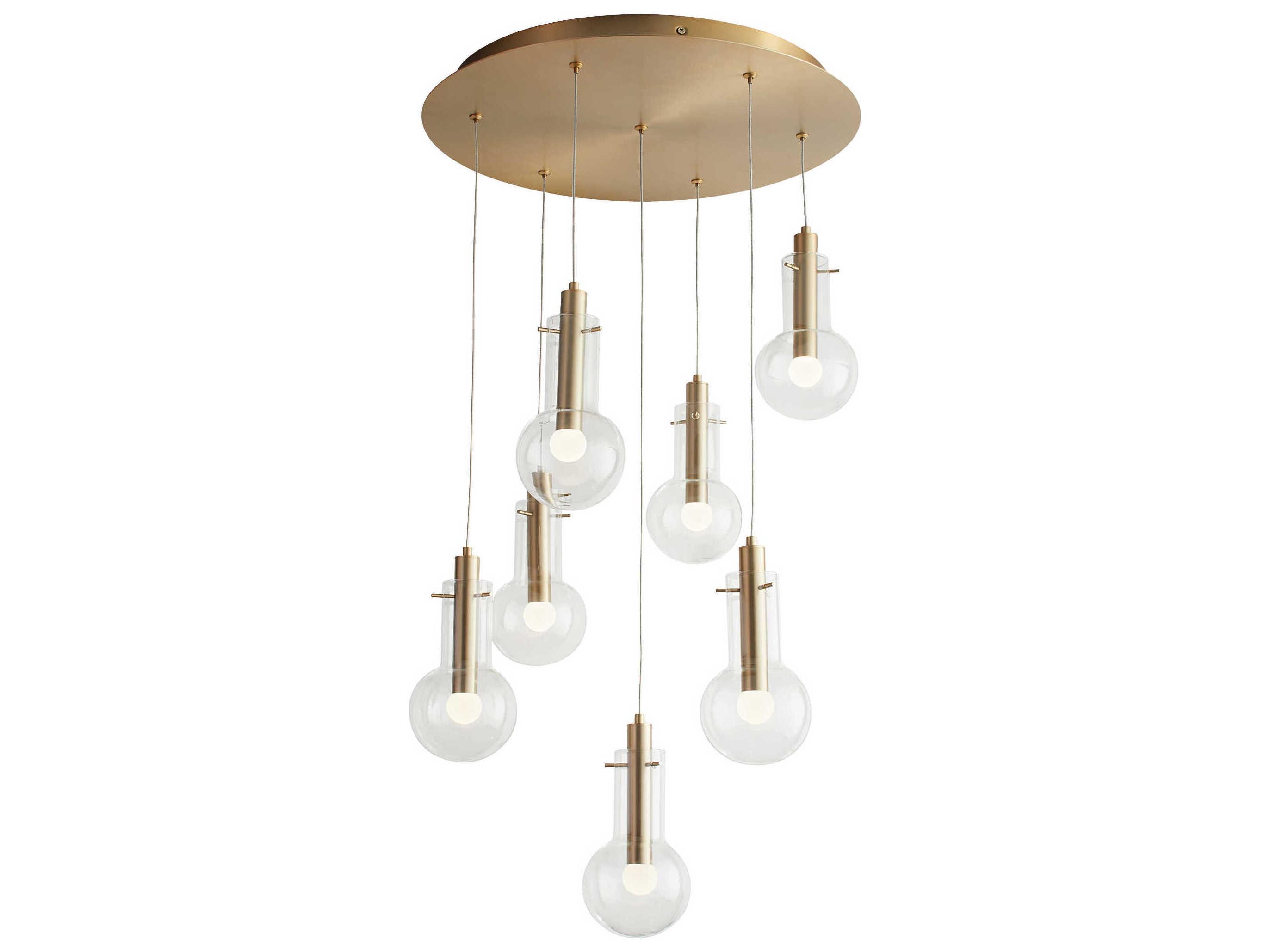 Oxygen by Quorum Primo 7-Light Aged Brass Pendant