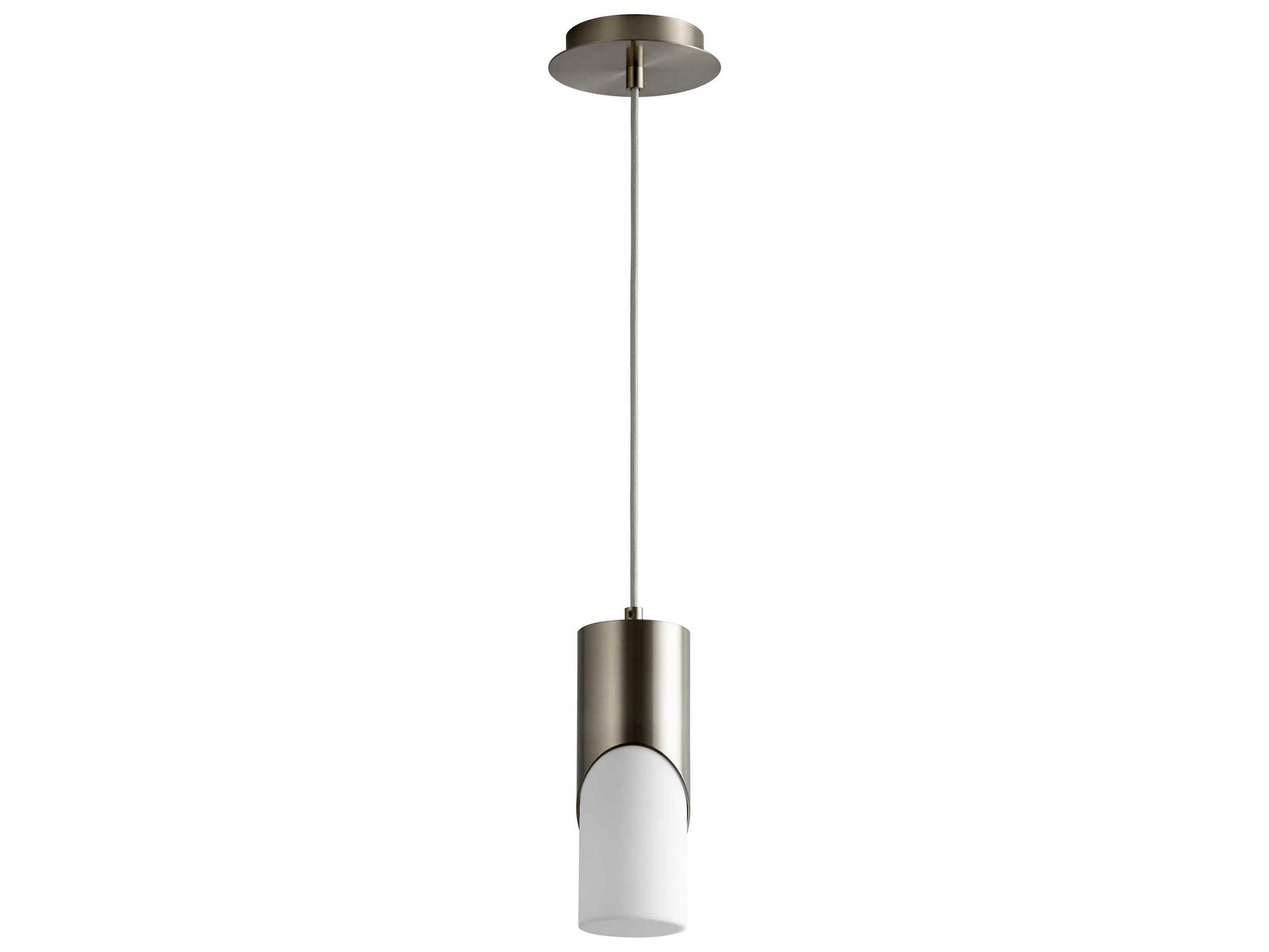 Oxygen by Quorum Ellipse 1-Light Satin Nickel Cylinder Mini Pendant