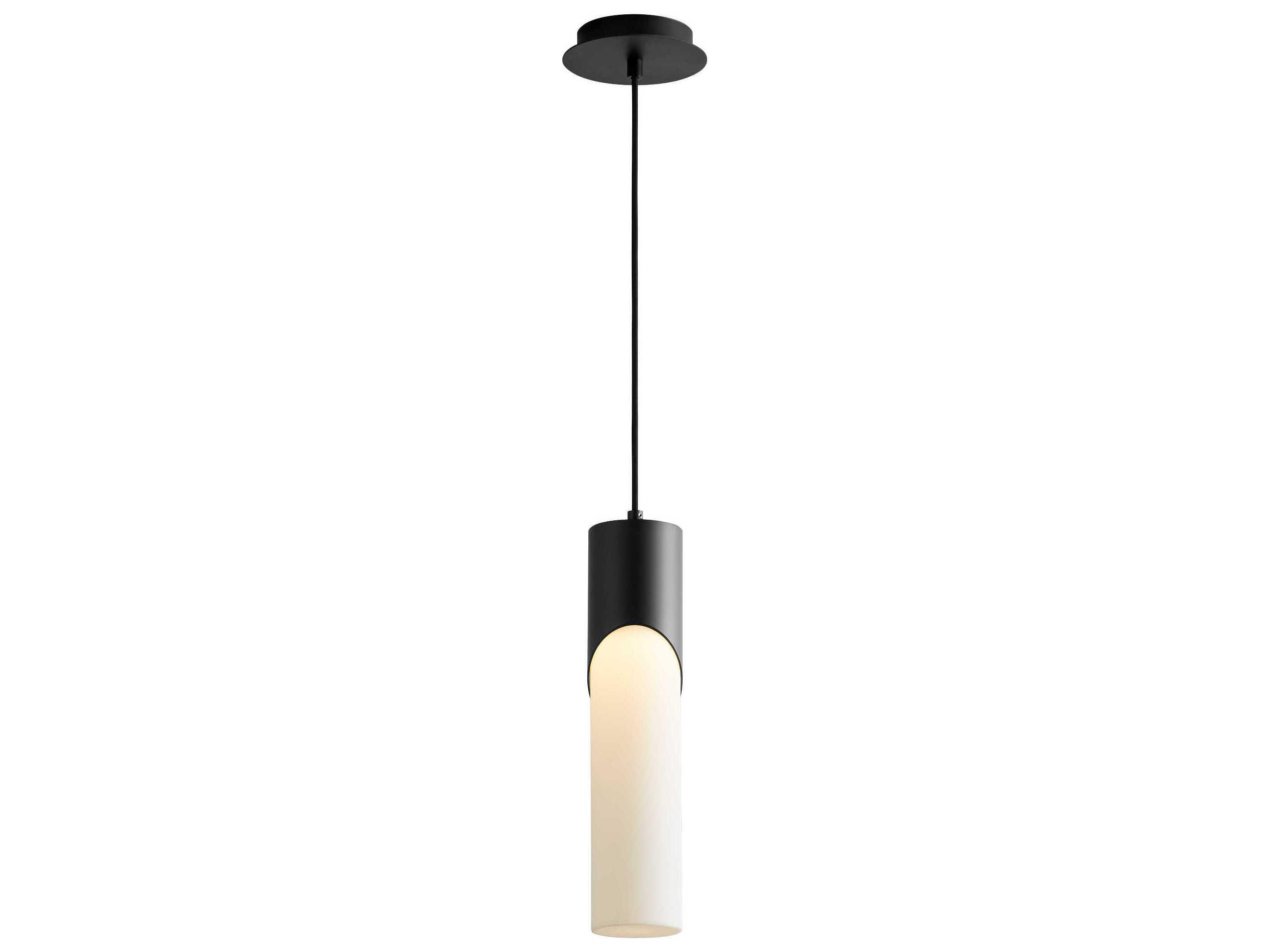 Oxygen by Quorum Ellipse 1-Light Black Cylinder Mini Pendant