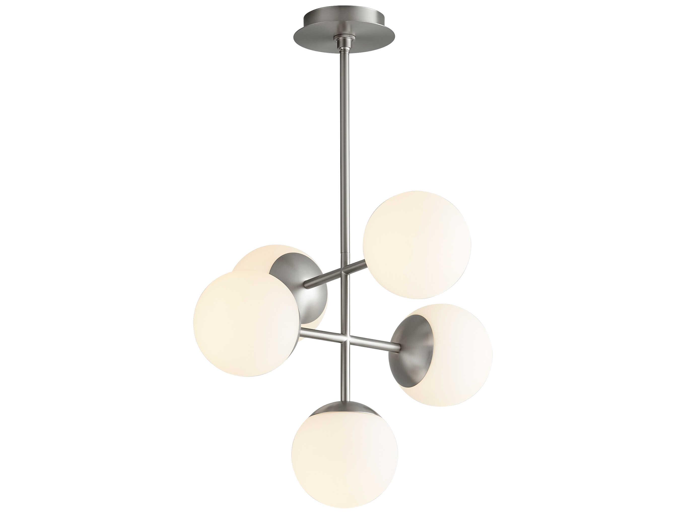 Oxygen by Quorum Nebula 5-Light Satin Nickel Globe Chandelier