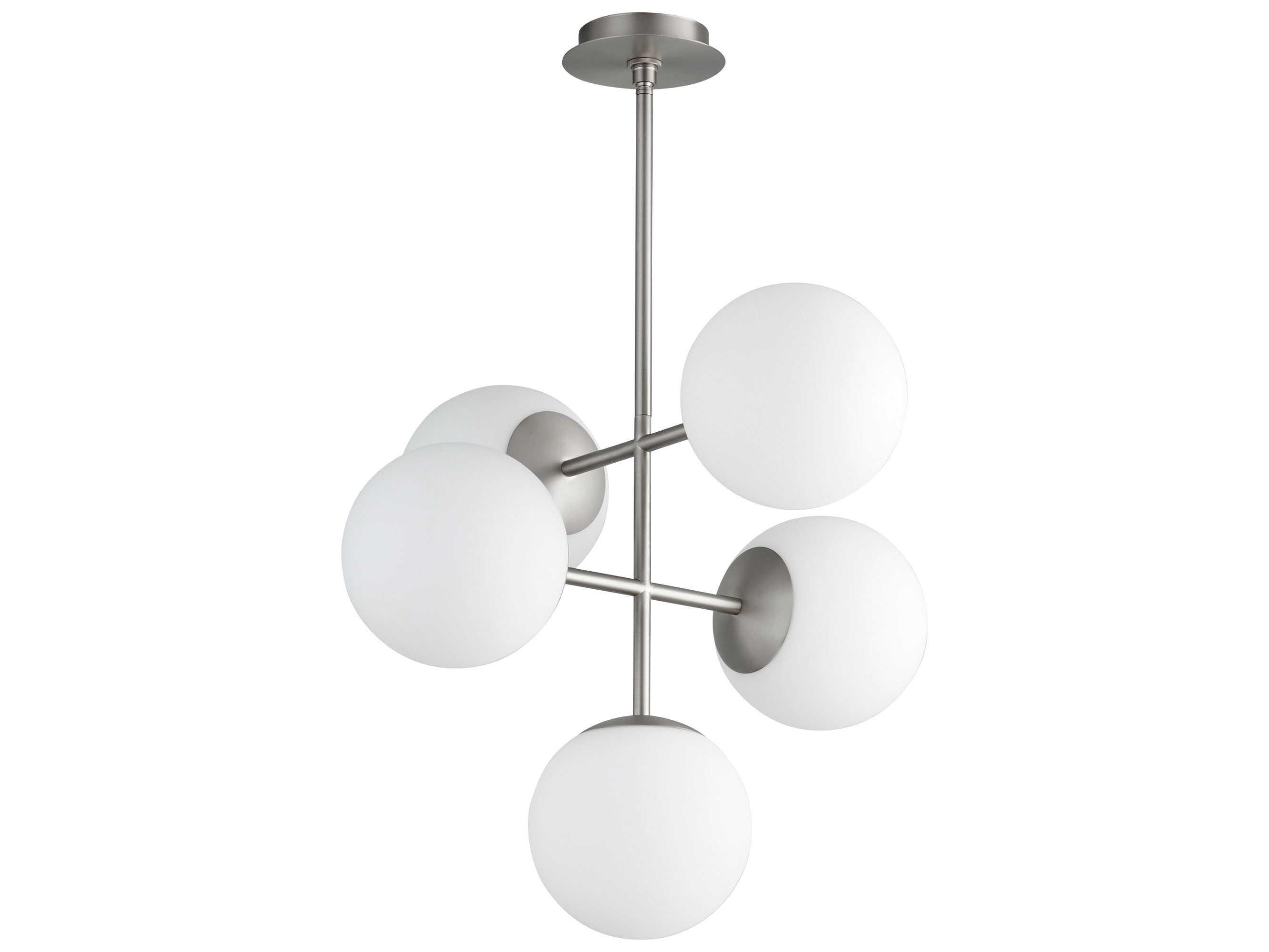 Oxygen by Quorum Nebula 5-Light Satin Nickel Globe Chandelier