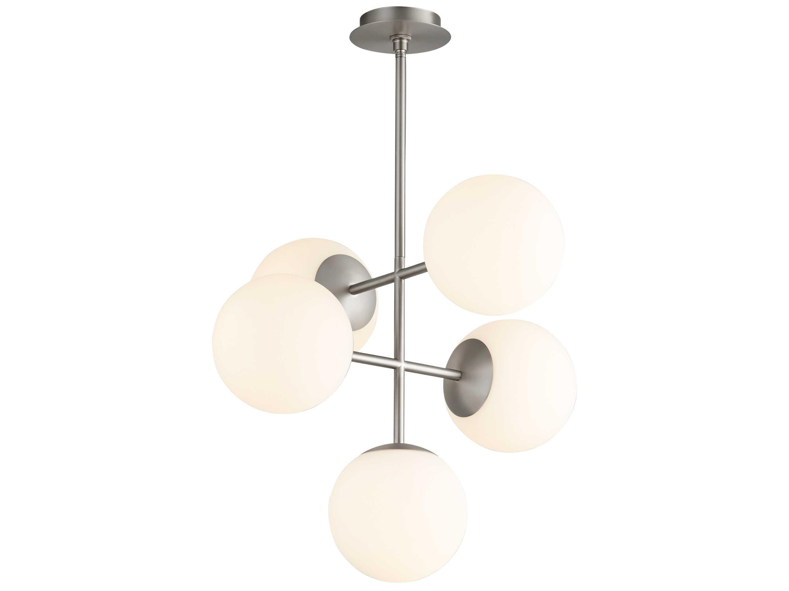 Oxygen by Quorum Nebula 5-Light Satin Nickel Globe Chandelier