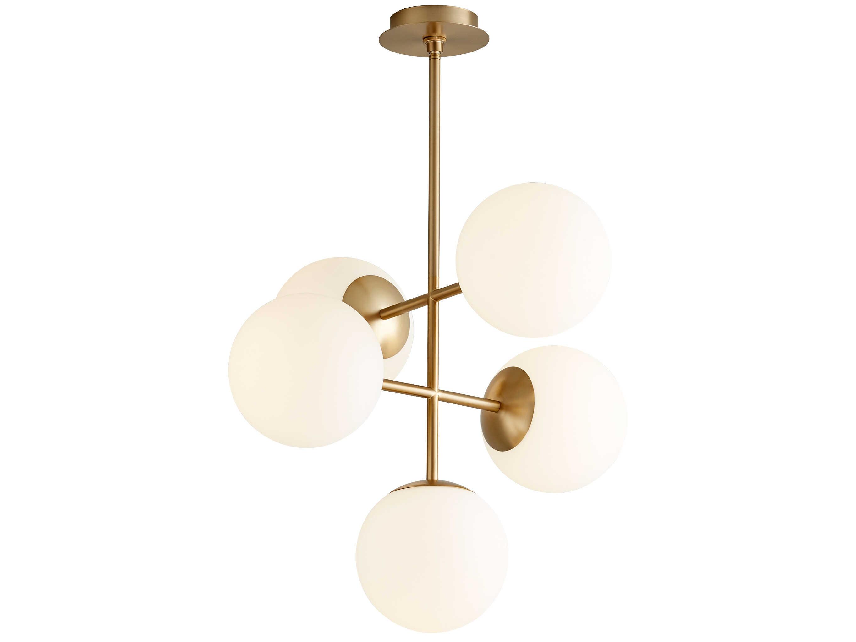 Oxygen by Quorum Nebula 5-Light Aged Brass Globe Chandelier