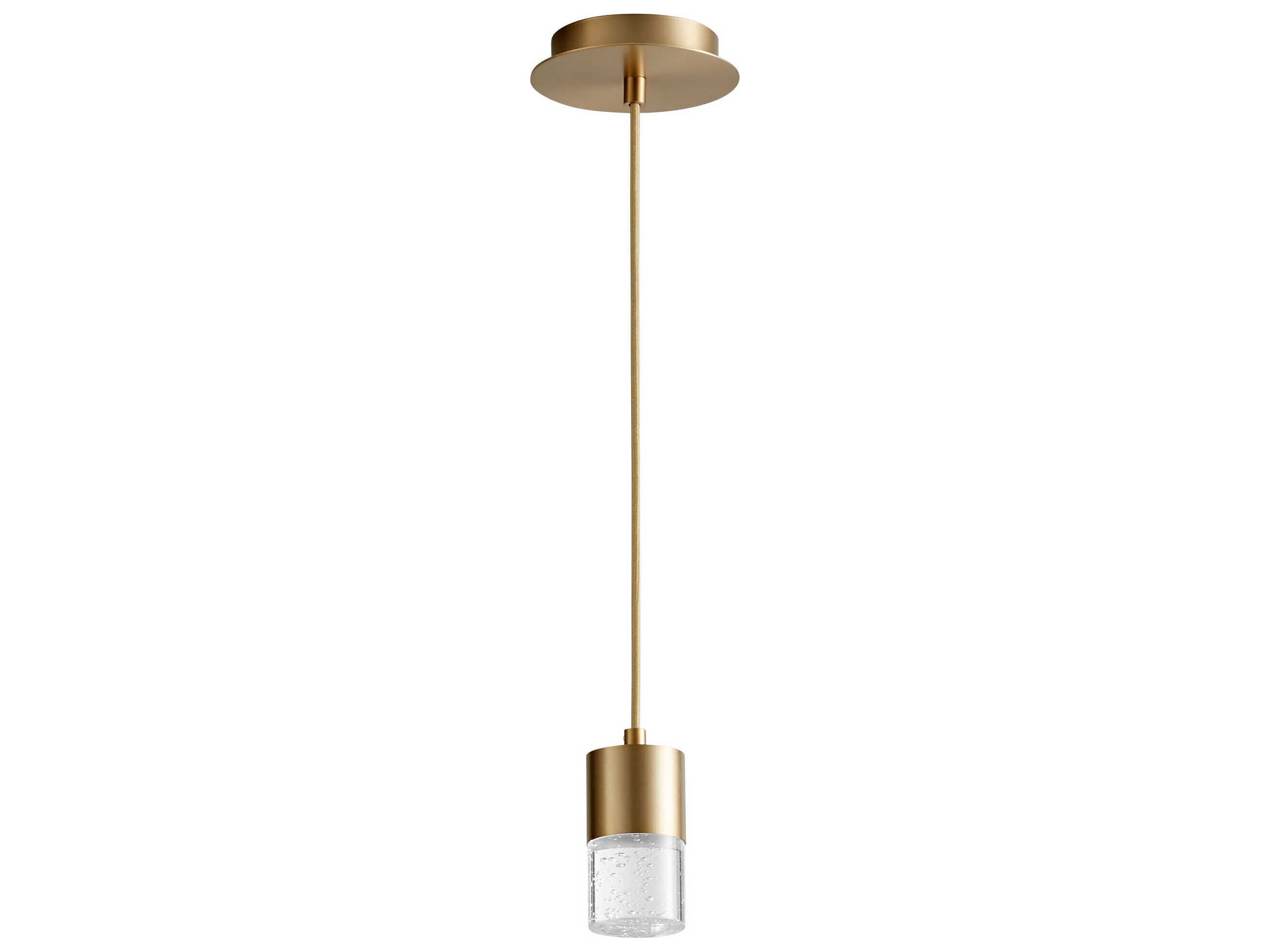 Oxygen by Quorum Spirit 1-Light Aged Brass Cylinder Linear Mini Pendant