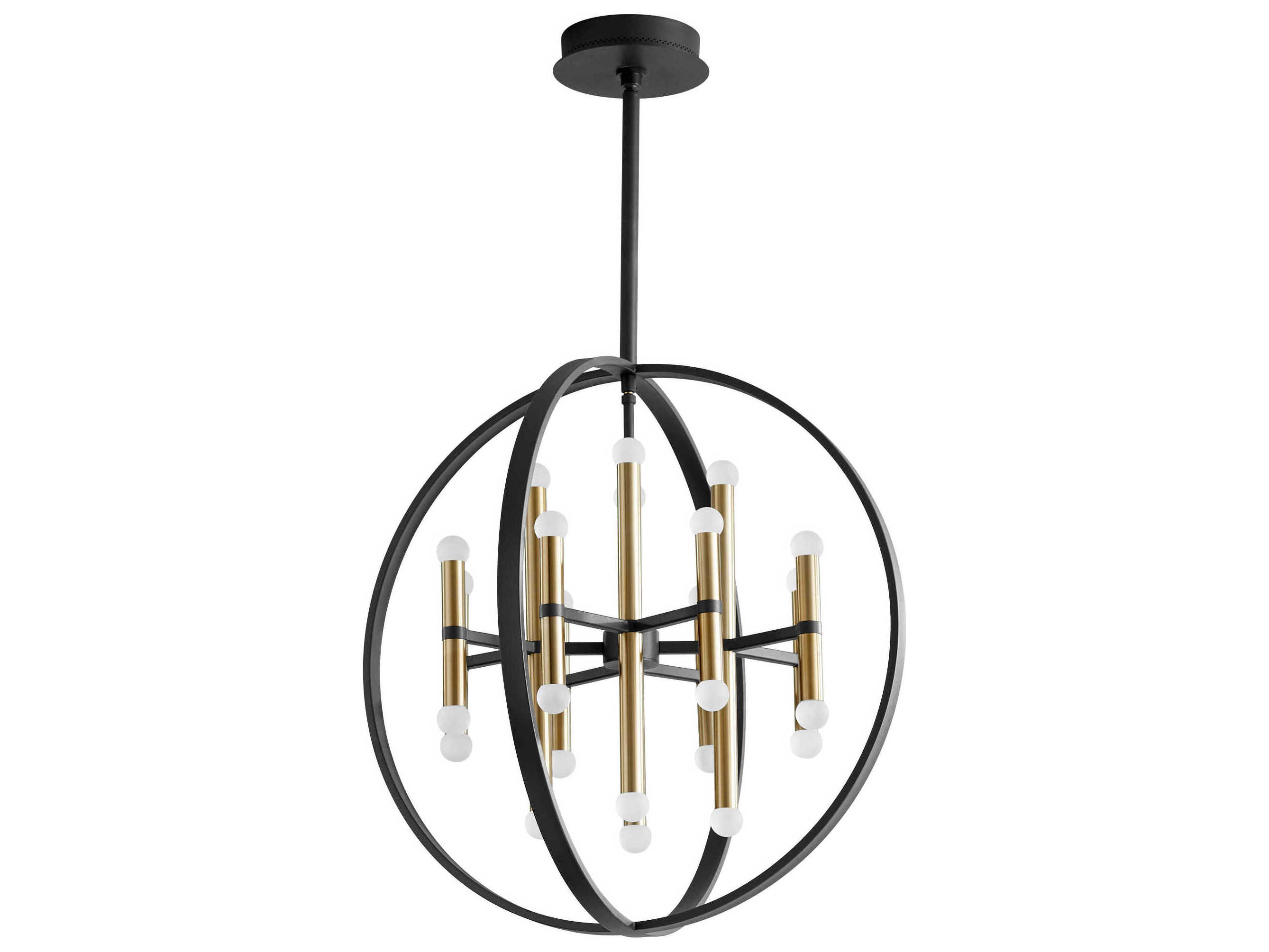 Oxygen by Quorum Nero 24-Light Black Aged Brass Linear Chandelier