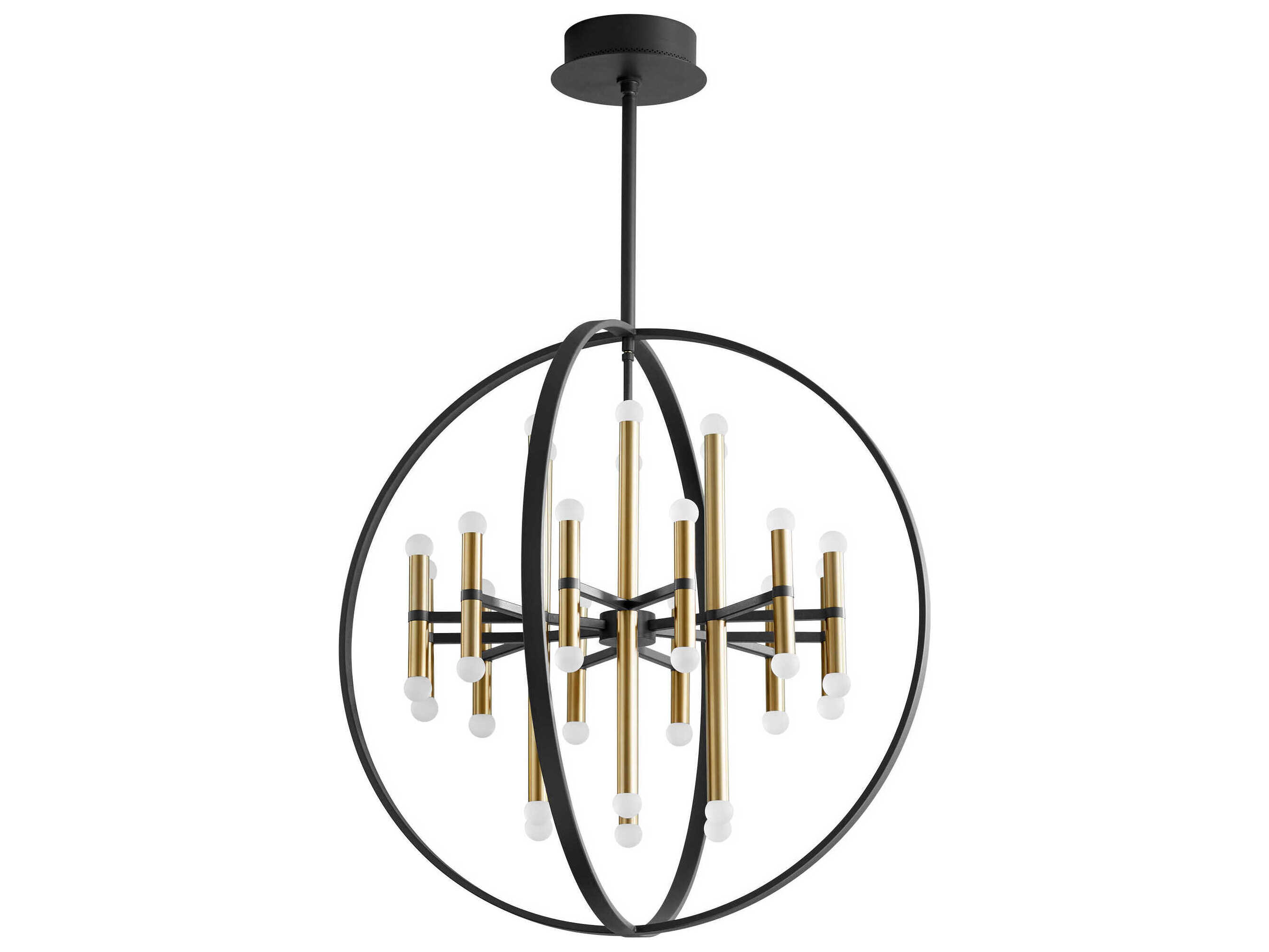 Oxygen by Quorum Nero 24-Light Black Aged Brass Linear Chandelier