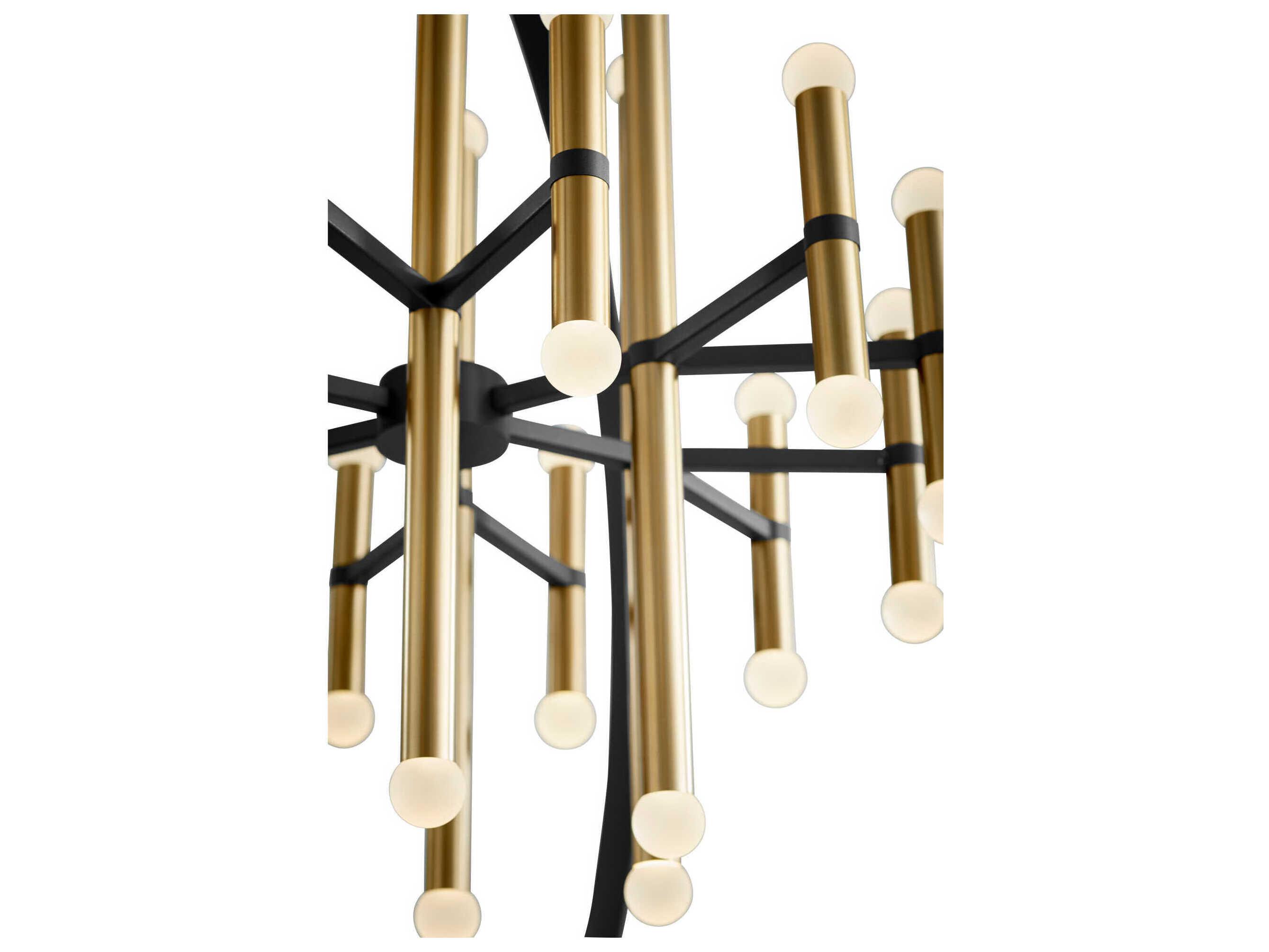 Oxygen by Quorum Nero 24-Light Black Aged Brass Linear Chandelier