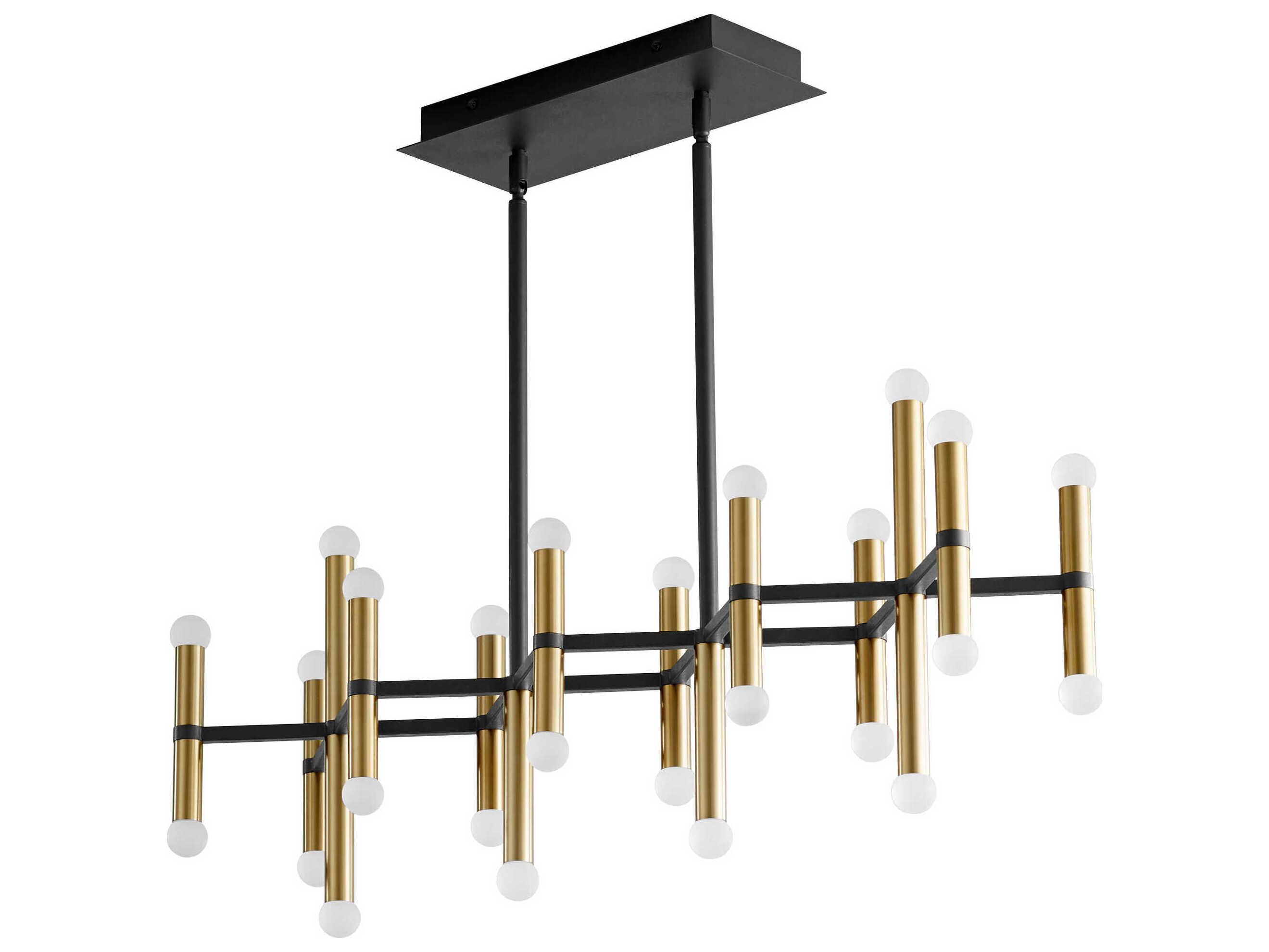 Oxygen by Quorum Nero 26-Light Black Aged Brass Linear Island Pendant