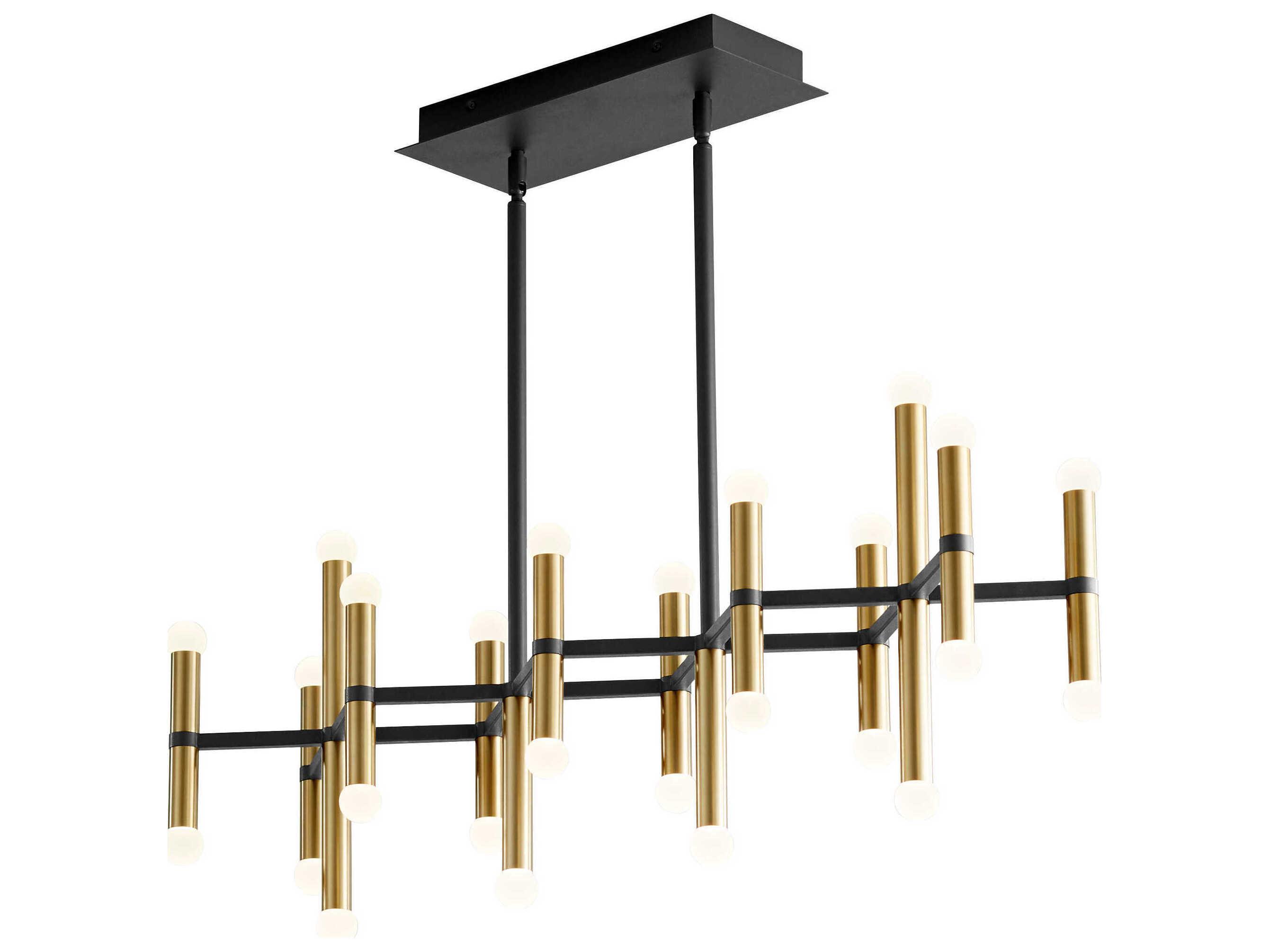 Oxygen by Quorum Nero 26-Light Black Aged Brass Linear Island Pendant