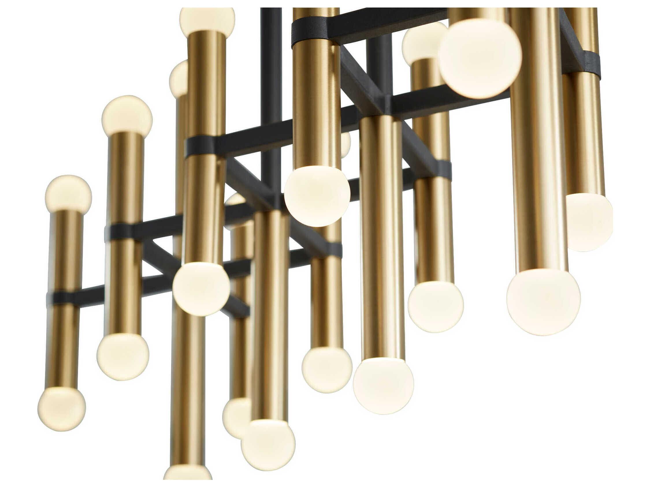 Oxygen by Quorum Nero 26-Light Black Aged Brass Linear Island Pendant