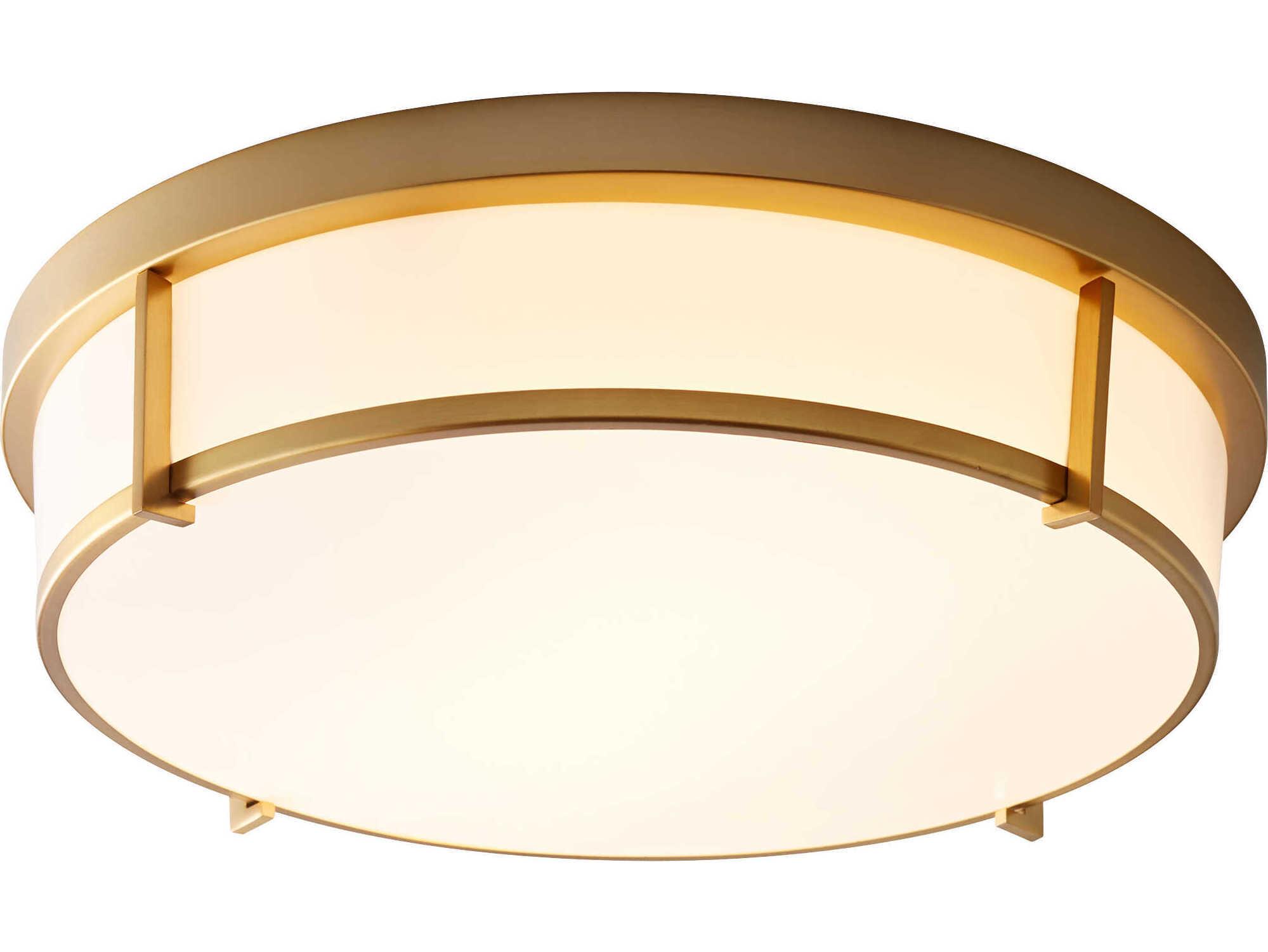 Oxygen by Quorum Io 2-Light Aged Brass Round Flush Mount