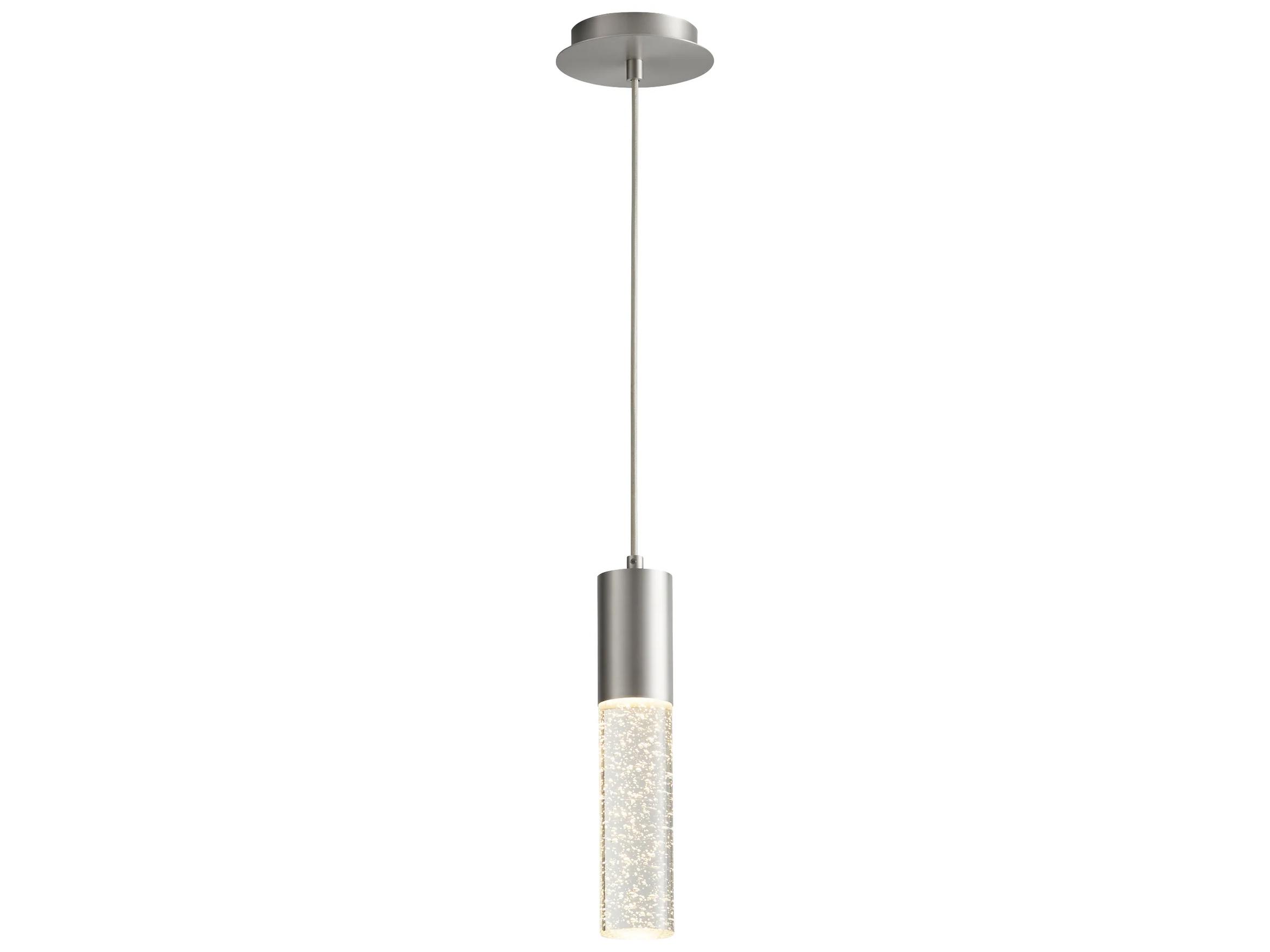 Oxygen by Quorum Spirit 1-Light Satin Nickel Cylinder Mini Pendant