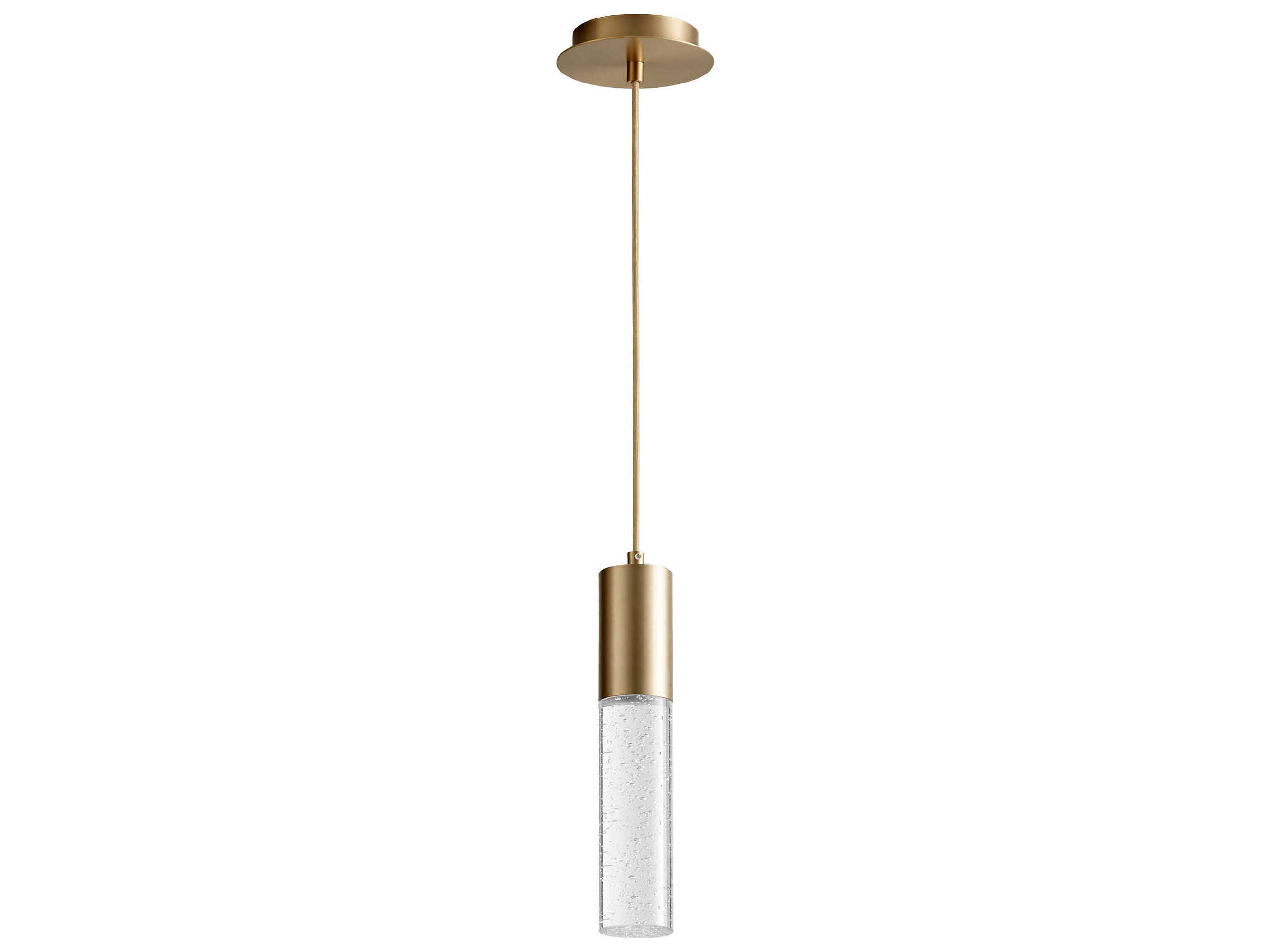 Oxygen by Quorum Spirit 1-Light Aged Brass Cylinder Linear Mini Pendant