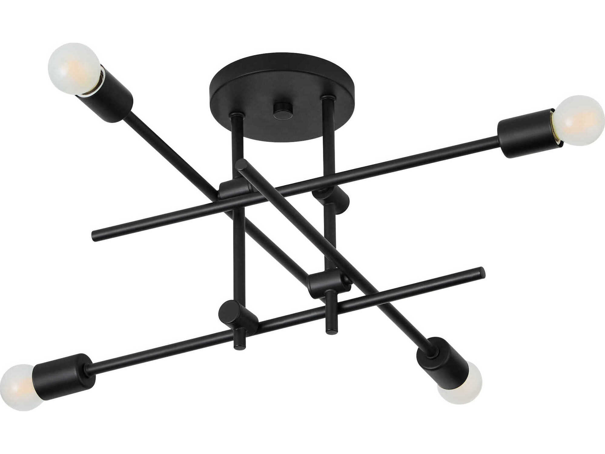 Oxygen by Quorum Mika 4-Light Black Linear Semi Flush Mount