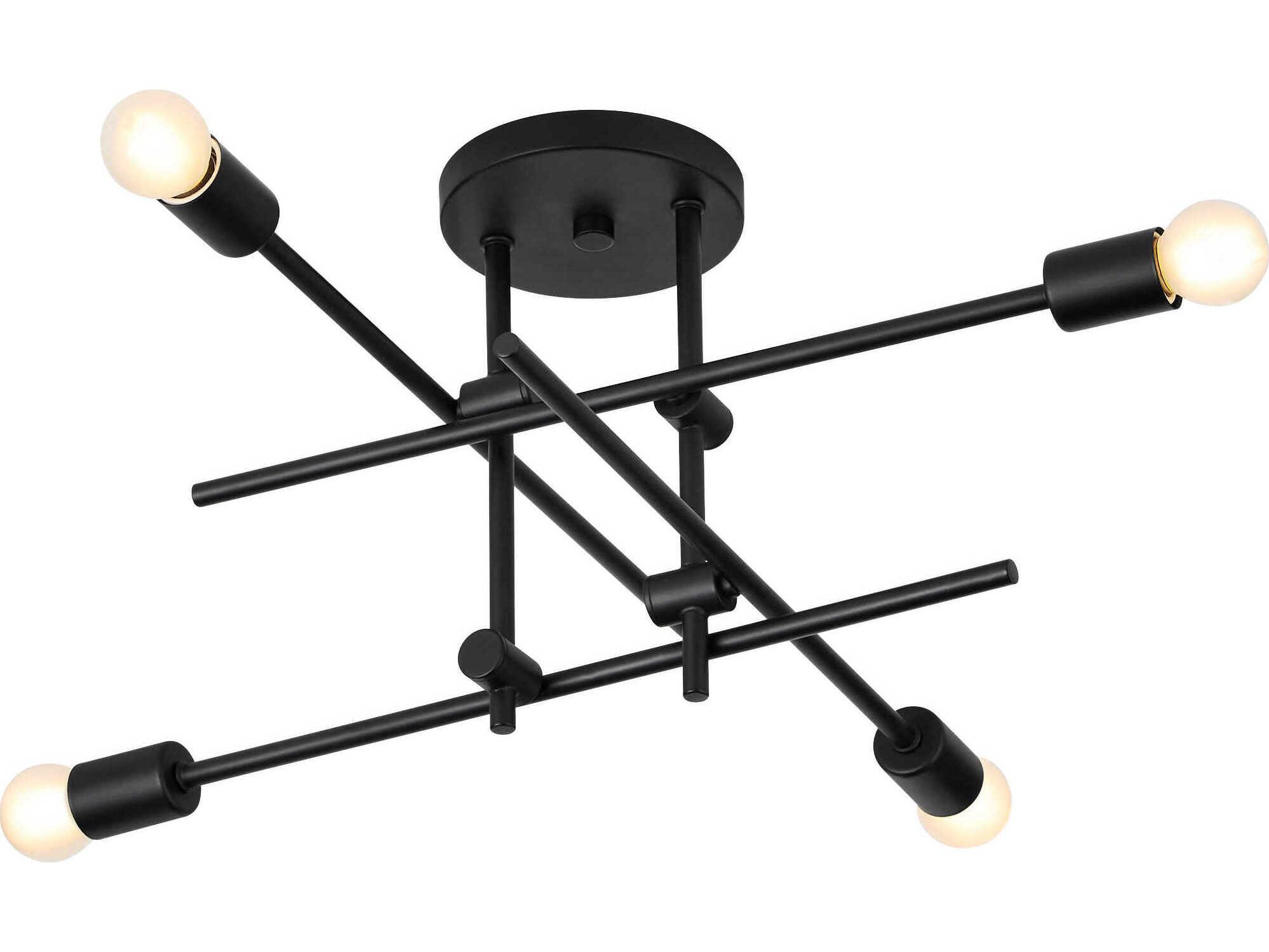 Oxygen by Quorum Mika 4-Light Black Linear Semi Flush Mount