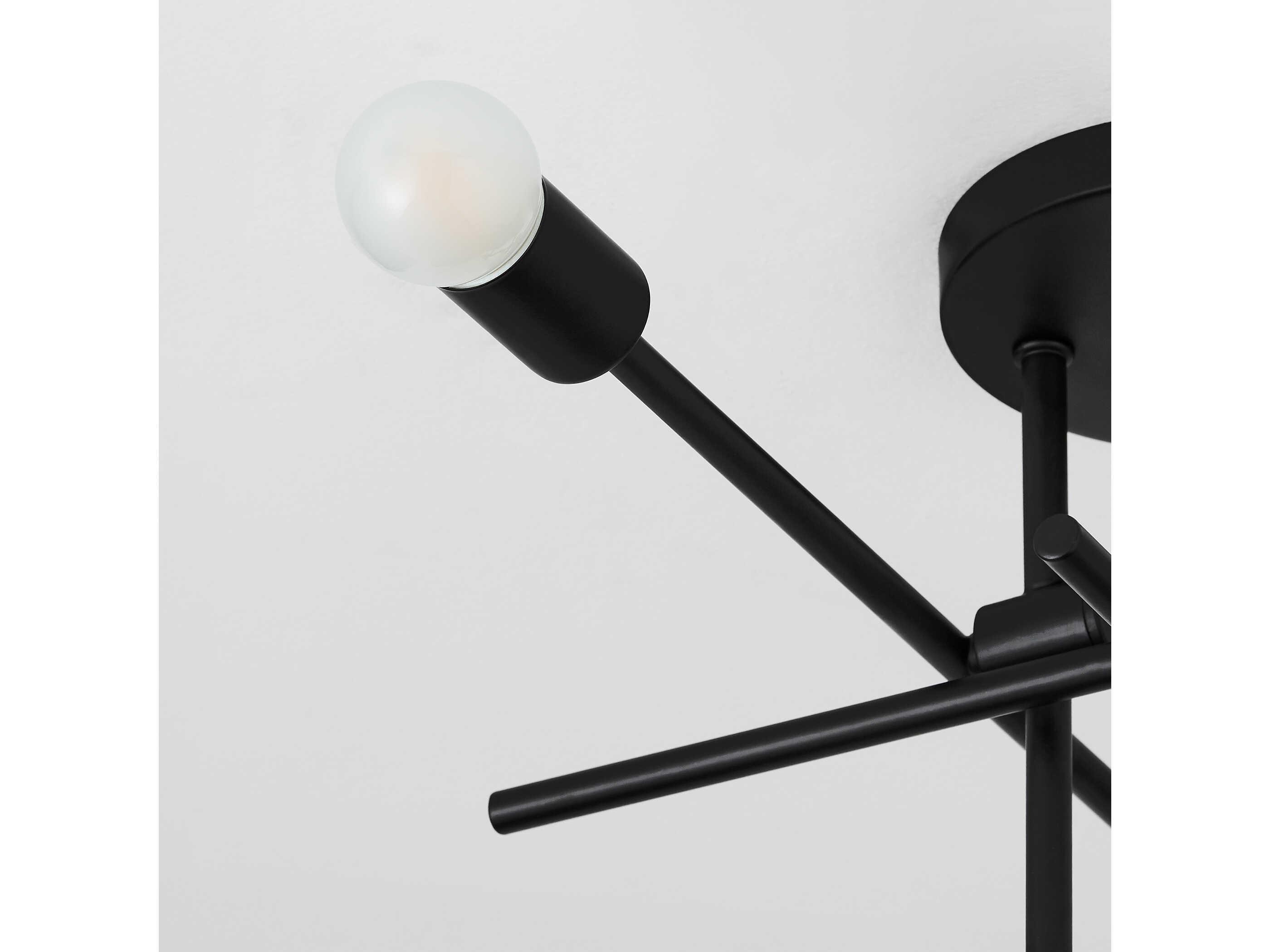 Oxygen by Quorum Mika 4-Light Black Linear Semi Flush Mount