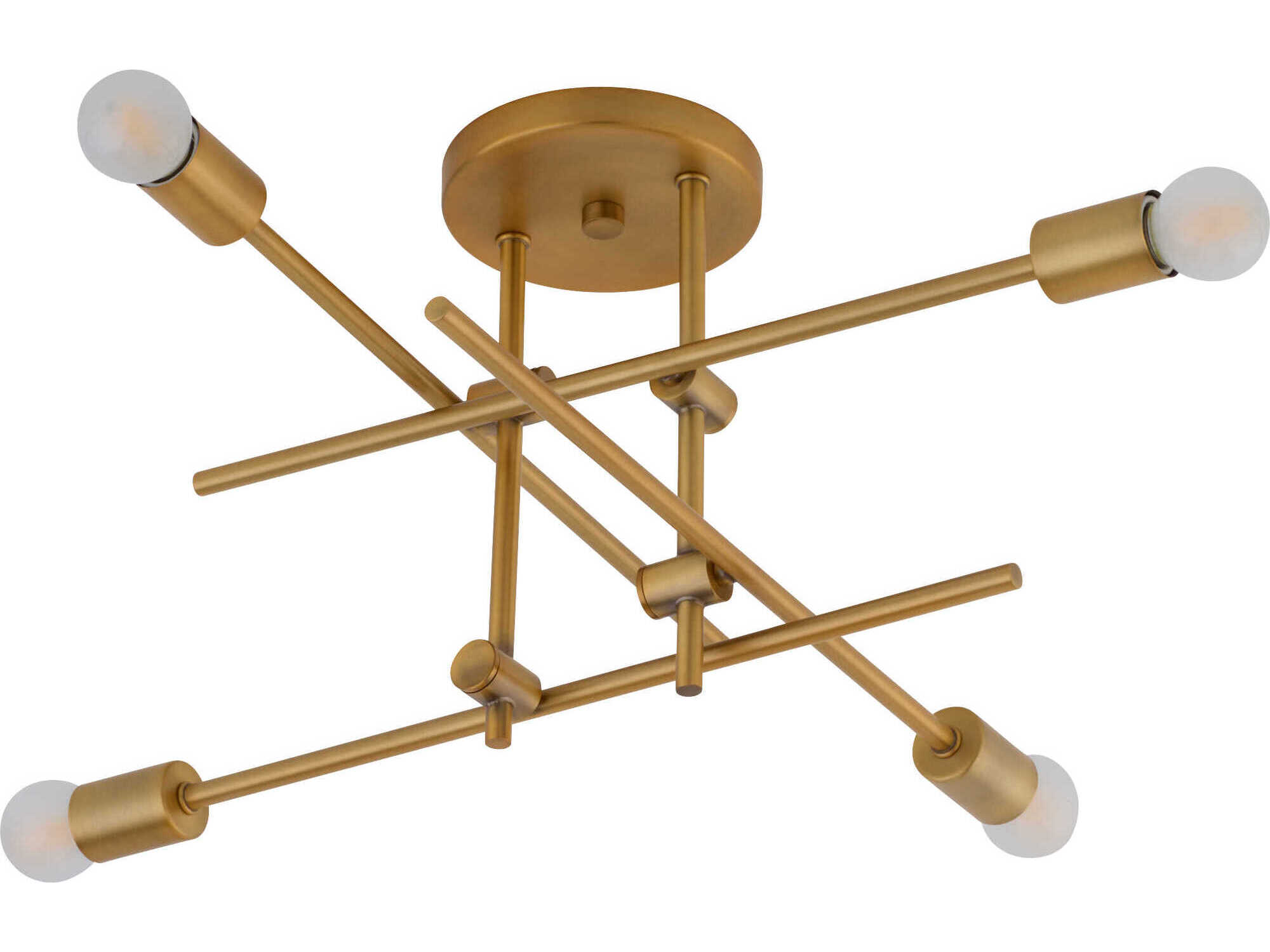 Oxygen by Quorum Mika 4-Light Brushed Brass Linear Semi Flush Mount