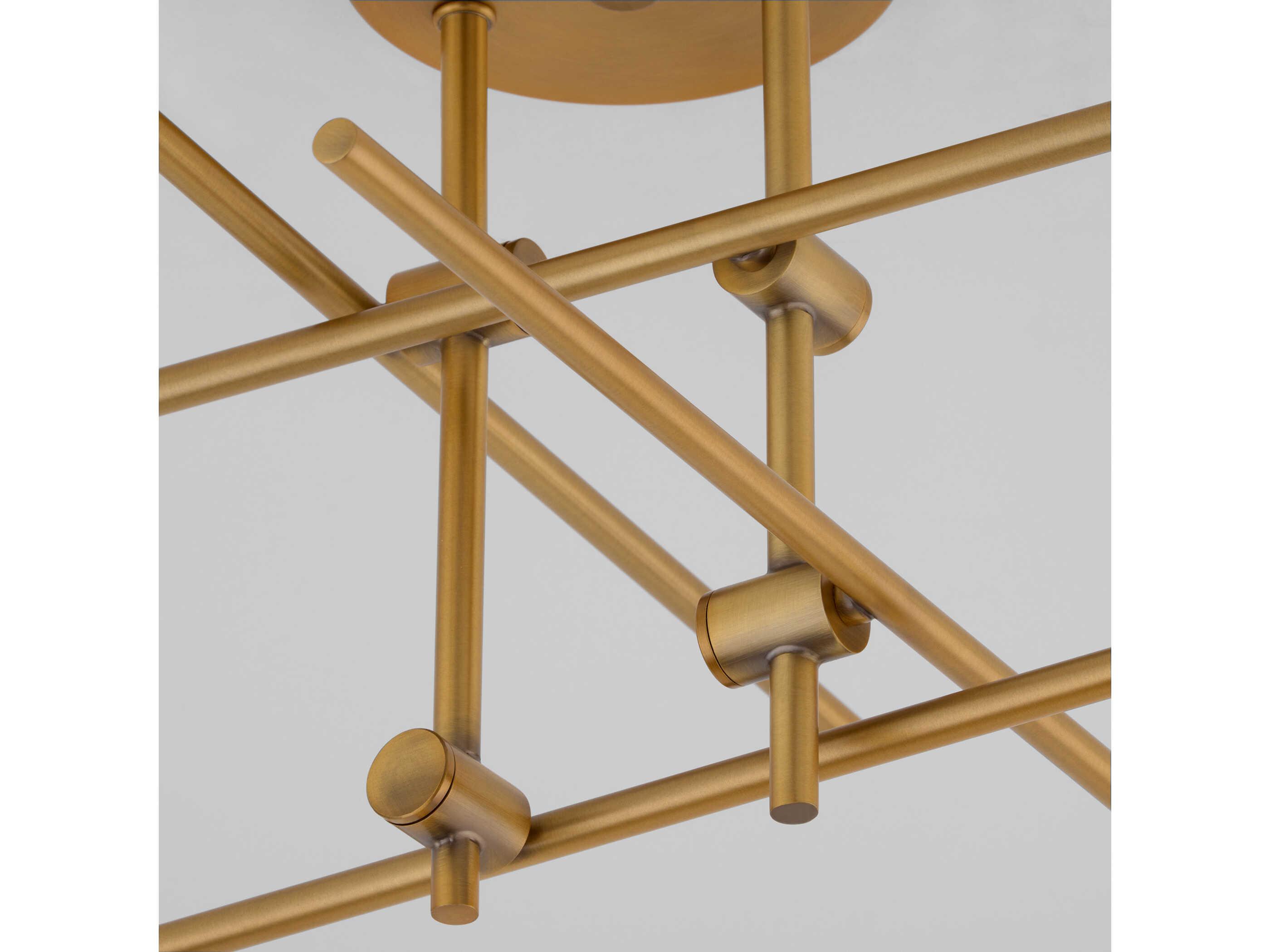 Oxygen by Quorum Mika 4-Light Brushed Brass Linear Semi Flush Mount