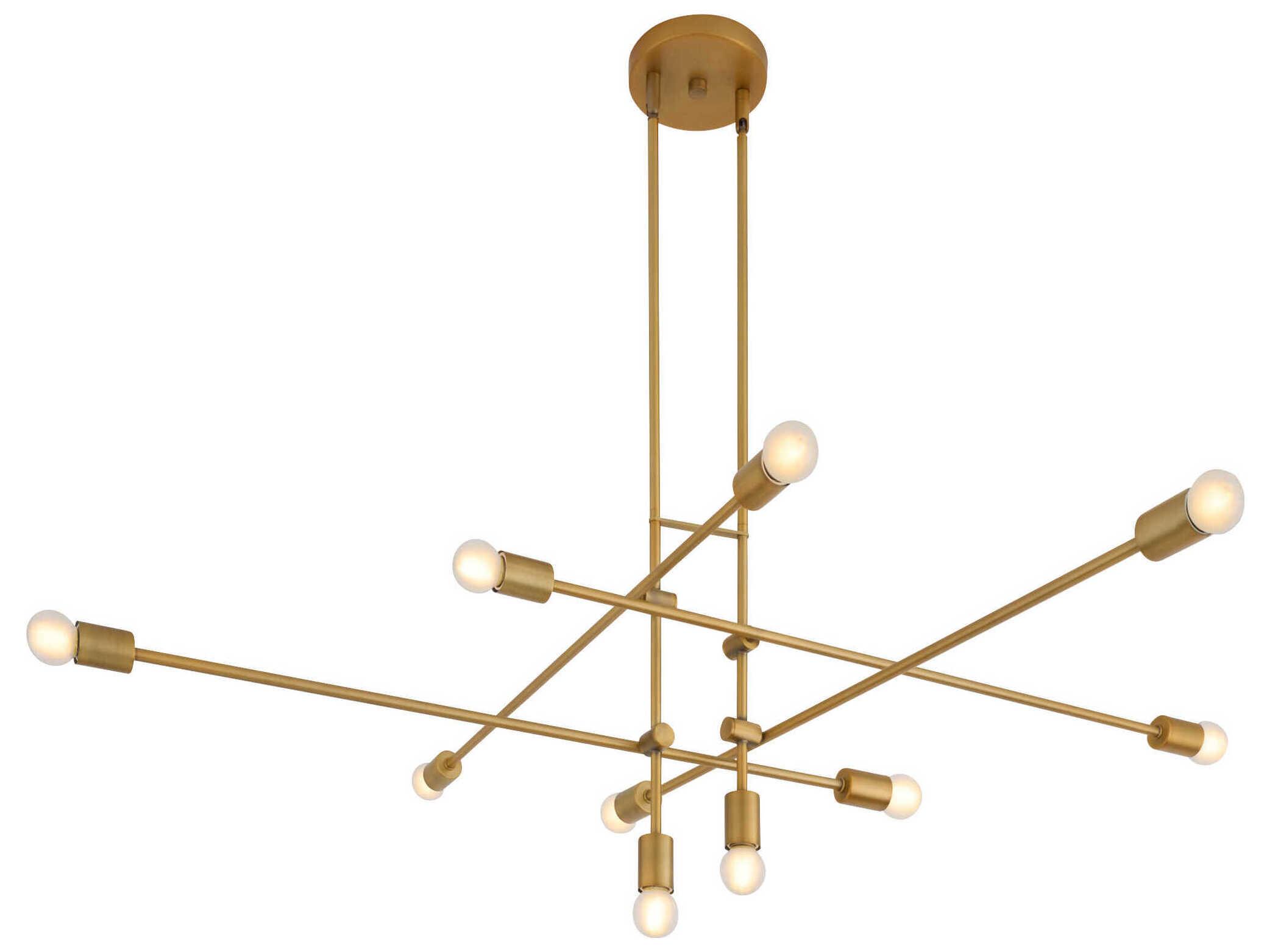 Oxygen by Quorum Mika 10-Light Brushed Brass Linear Chandelier