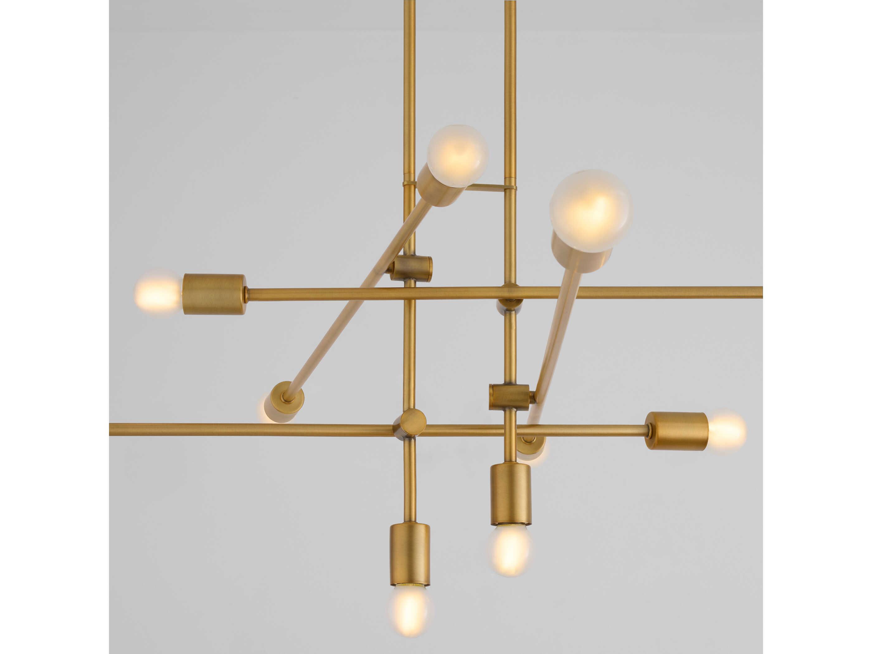 Oxygen by Quorum Mika 10-Light Brushed Brass Linear Chandelier