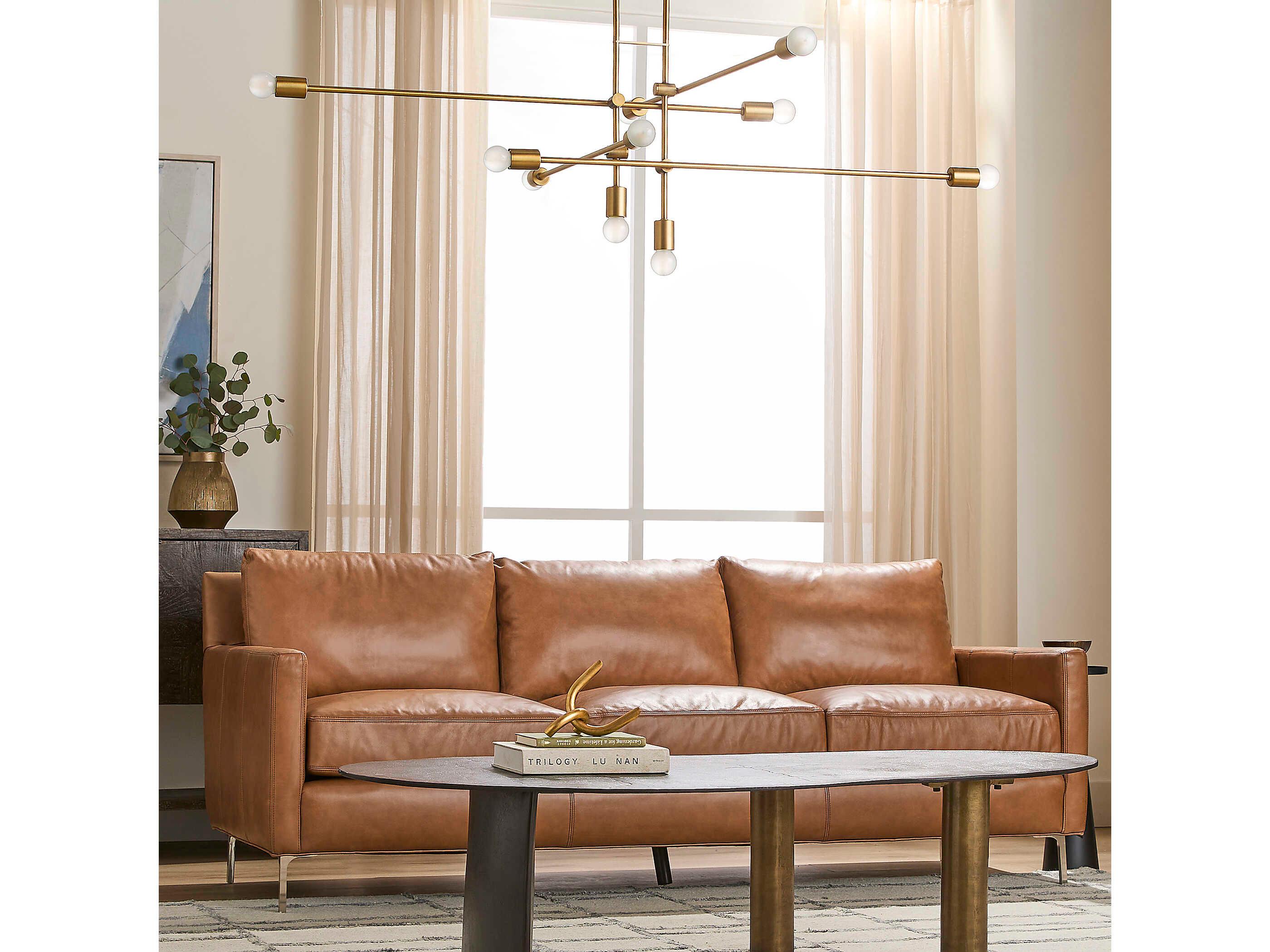 Oxygen by Quorum Mika 10-Light Brushed Brass Linear Chandelier