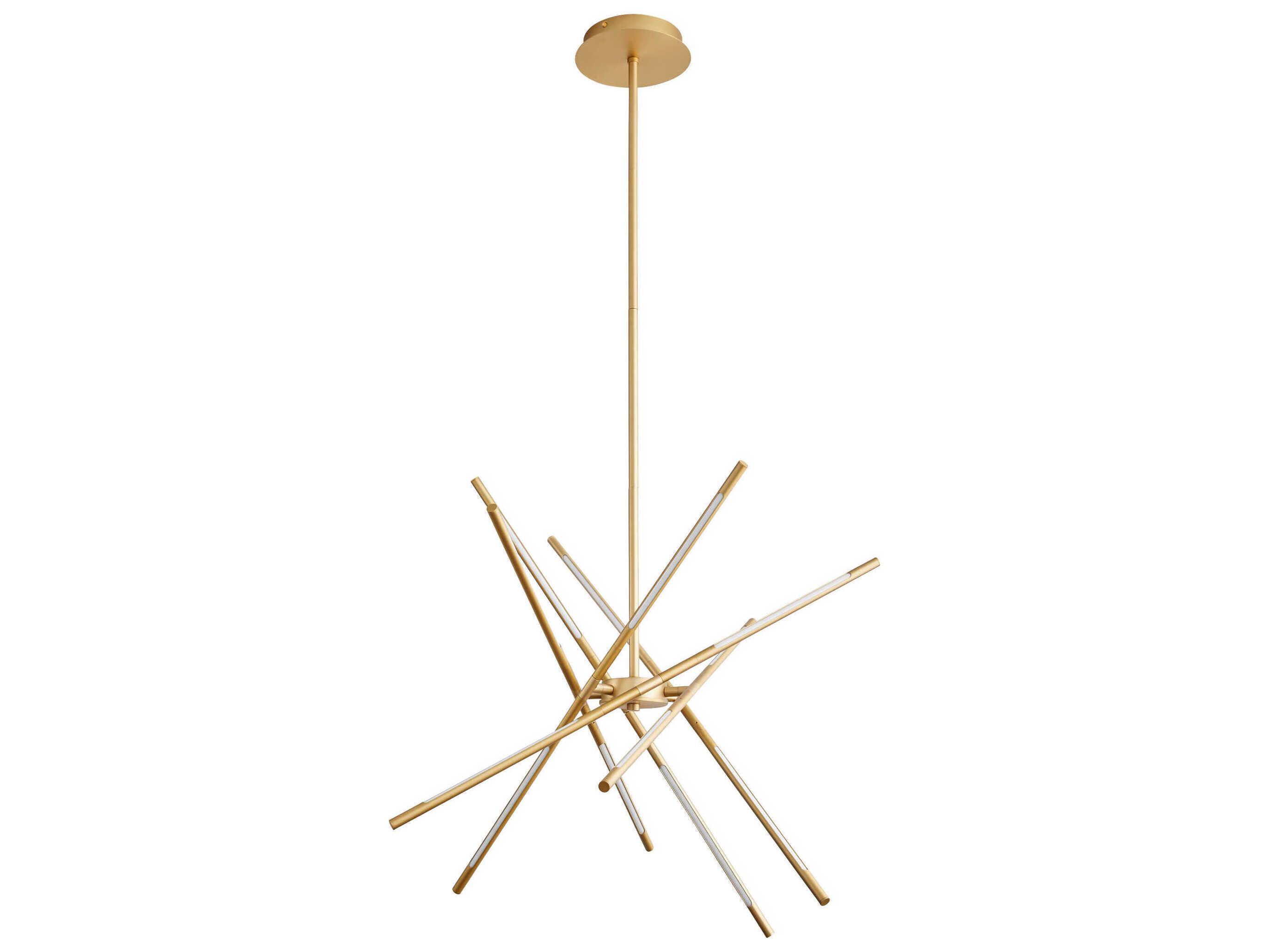 Oxygen by Quorum Palillos 12-Light Aged Brass Linear Sputnik Pendant