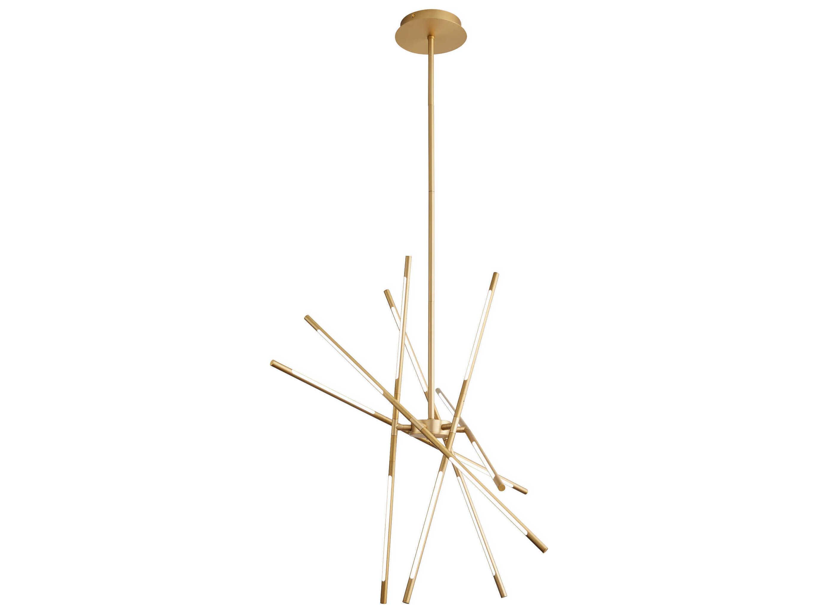 Oxygen by Quorum Palillos 12-Light Aged Brass Linear Sputnik Pendant