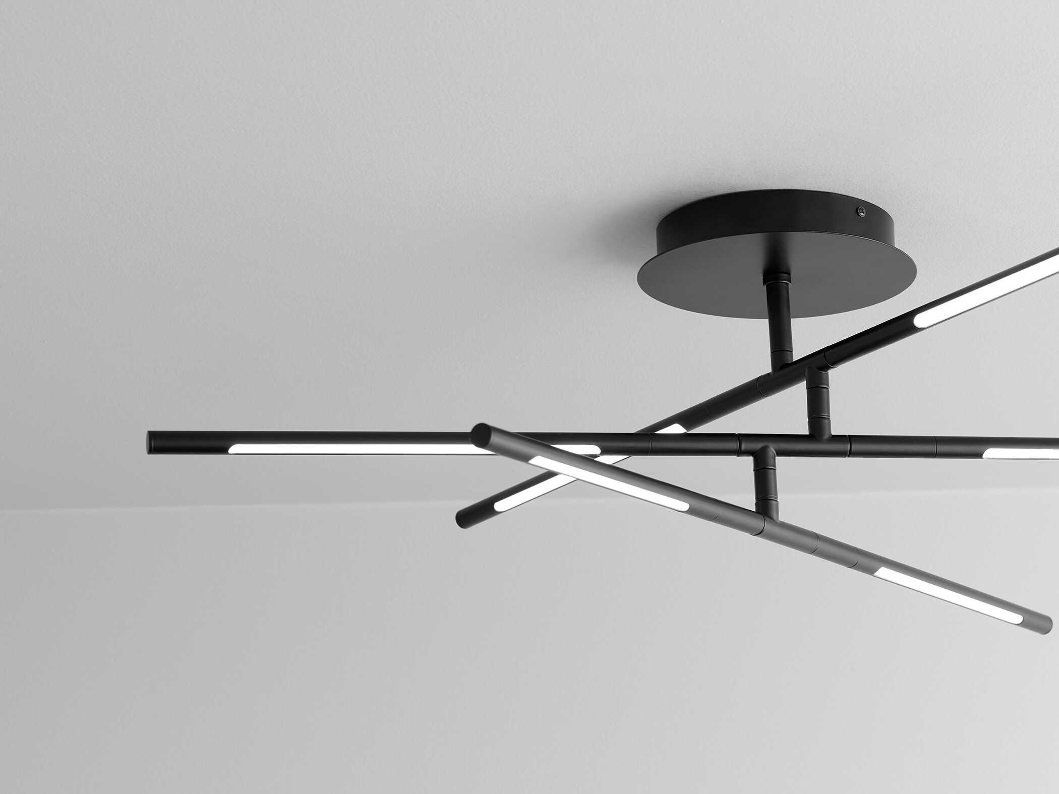 Oxygen by Quorum Palillos 6-Light Black Linear Flush Mount