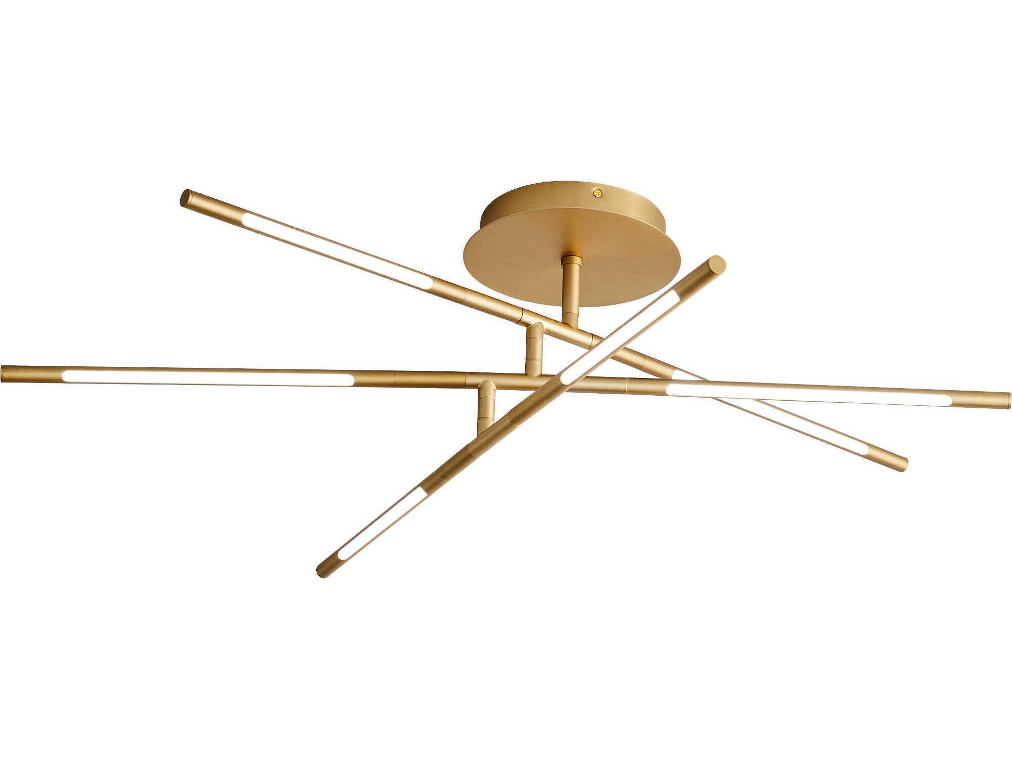 Oxygen by Quorum Palillos 6-Light Aged Brass Linear Flush Mount