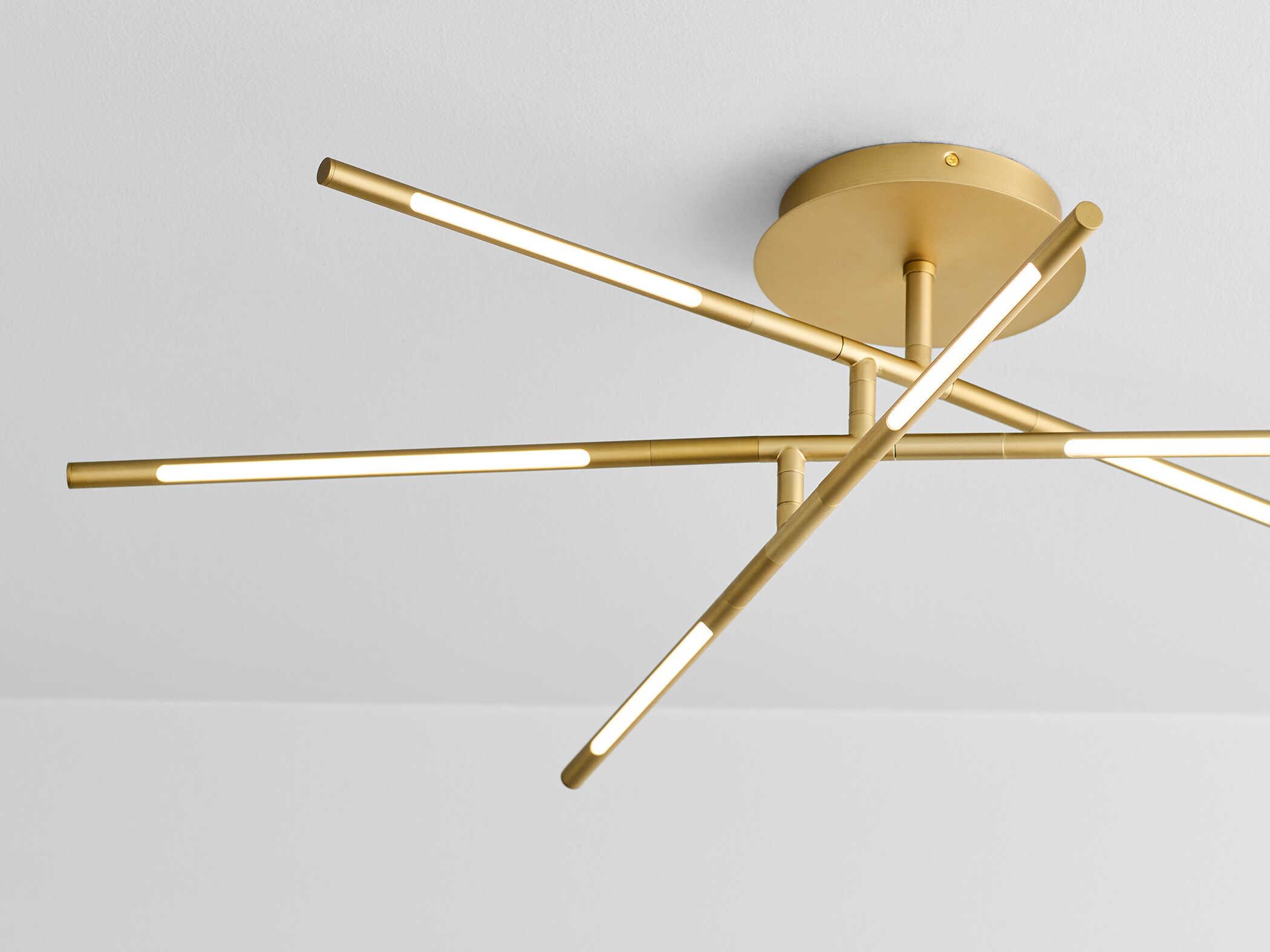 Oxygen by Quorum Palillos 6-Light Aged Brass Linear Flush Mount