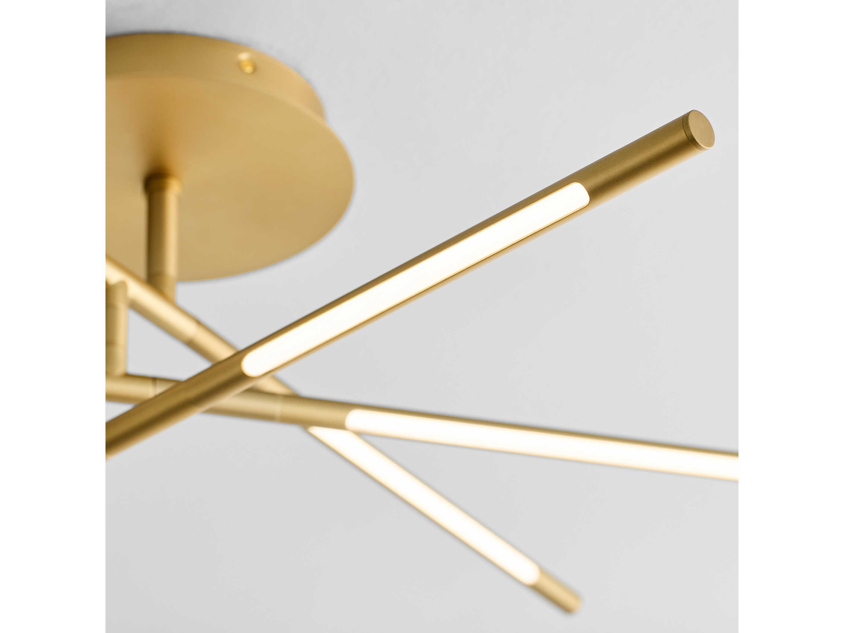 Oxygen by Quorum Palillos 6-Light Aged Brass Linear Flush Mount