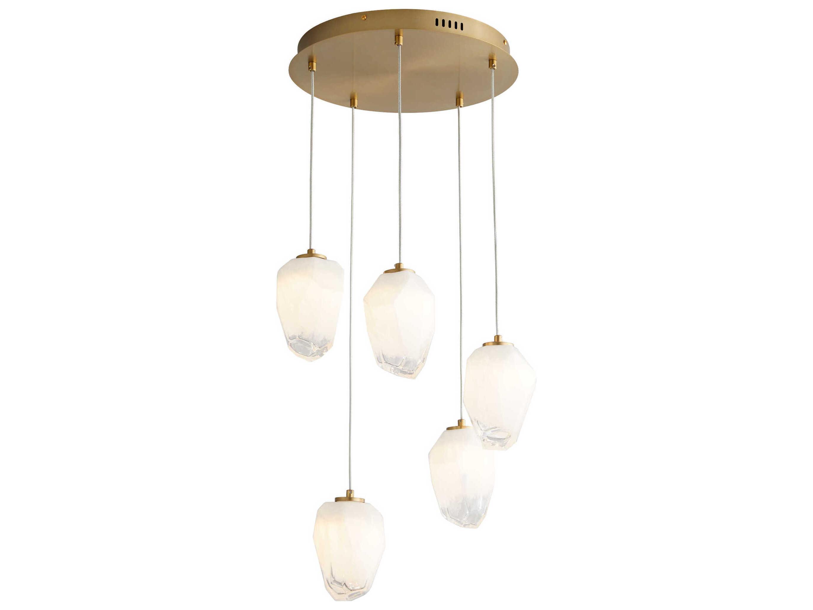 Oxygen by Quorum Vivo 5-Light Aged Brass Pendant