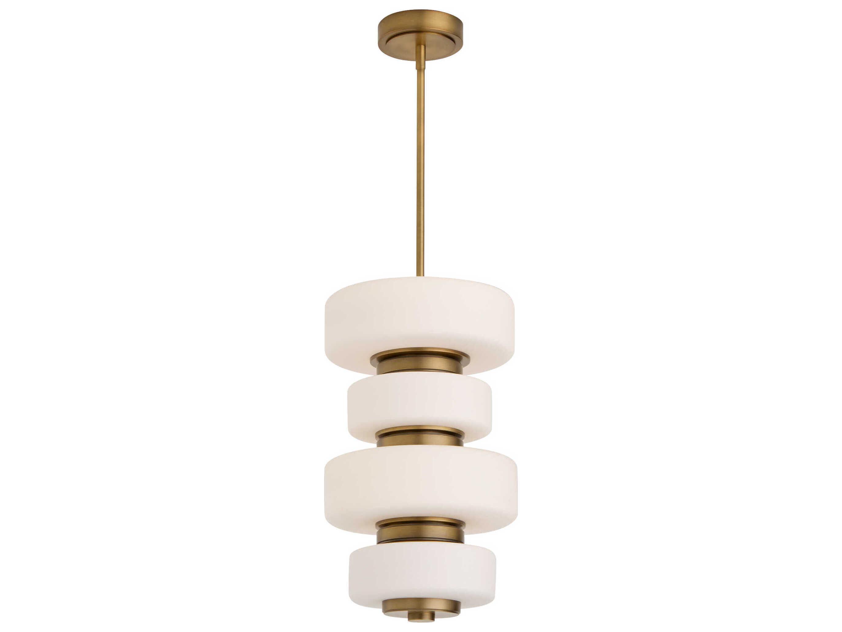 Oxygen by Quorum Favo Brushed Brass Geometric Tiered Pendant