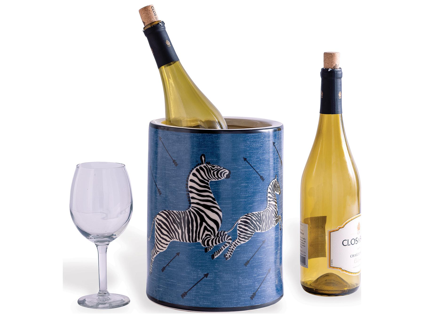 Port 68 Zebra Blue Ice Bucket 10.5X6.5D