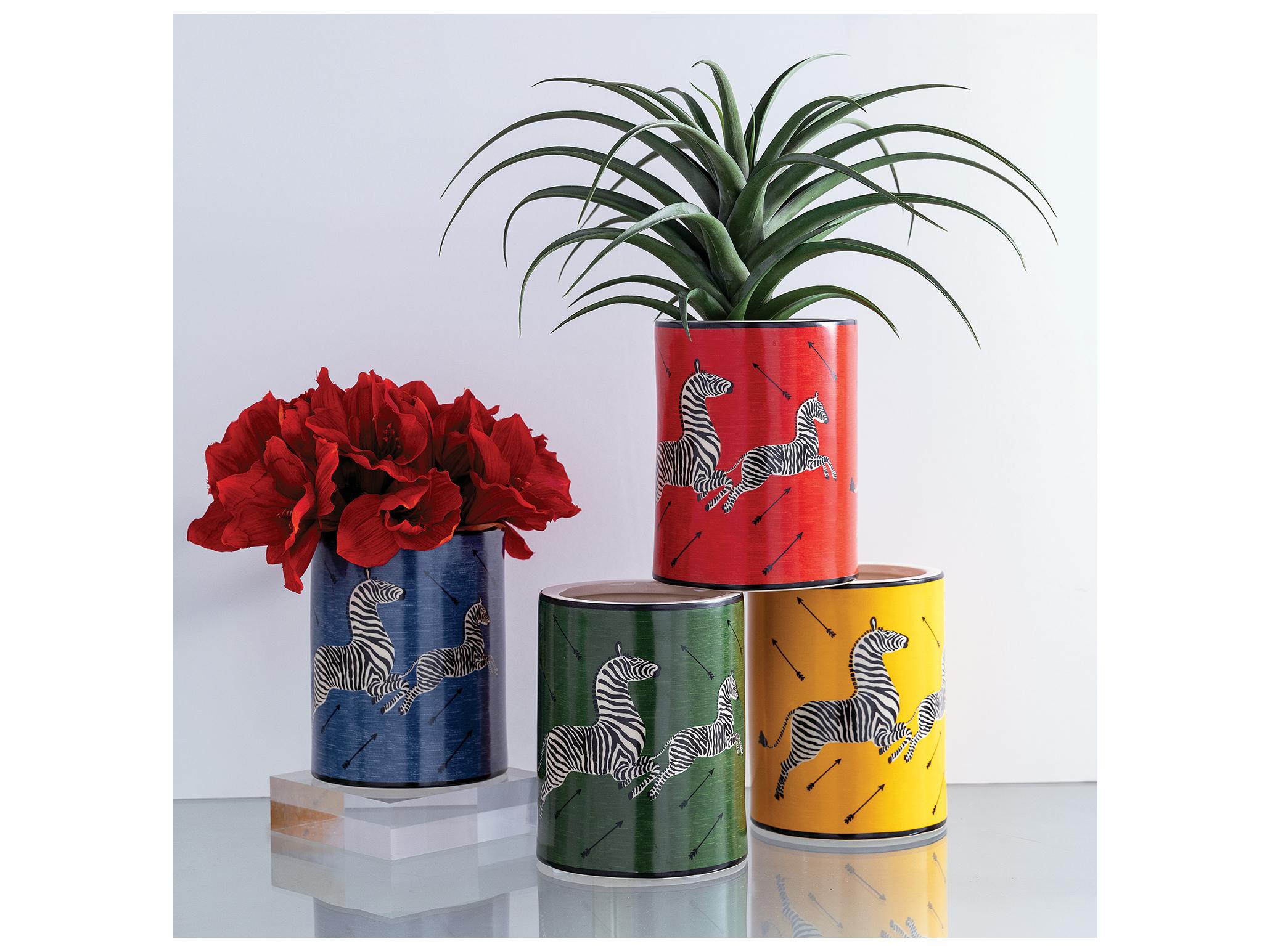 Port 68 Zebra Blue Ice Bucket 10.5X6.5D