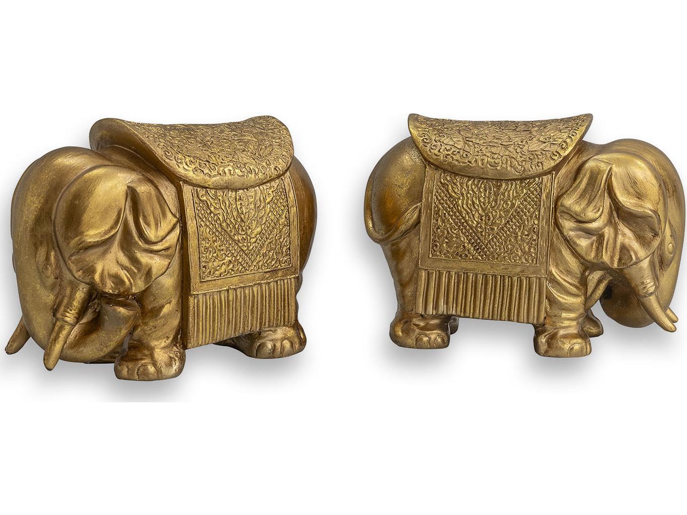 Port 68 Royal Gold Elephant Bookends Set/2