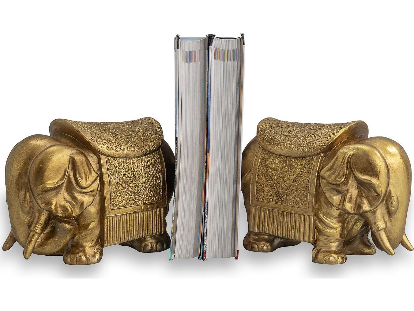 Port 68 Royal Gold Elephant Bookends Set/2
