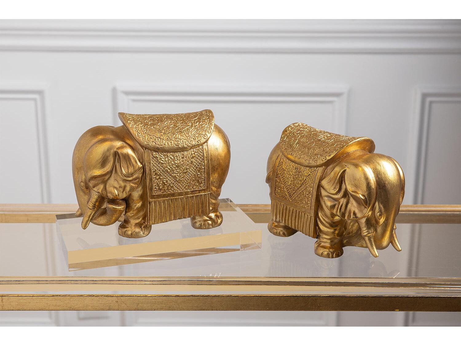 Port 68 Royal Gold Elephant Bookends Set/2