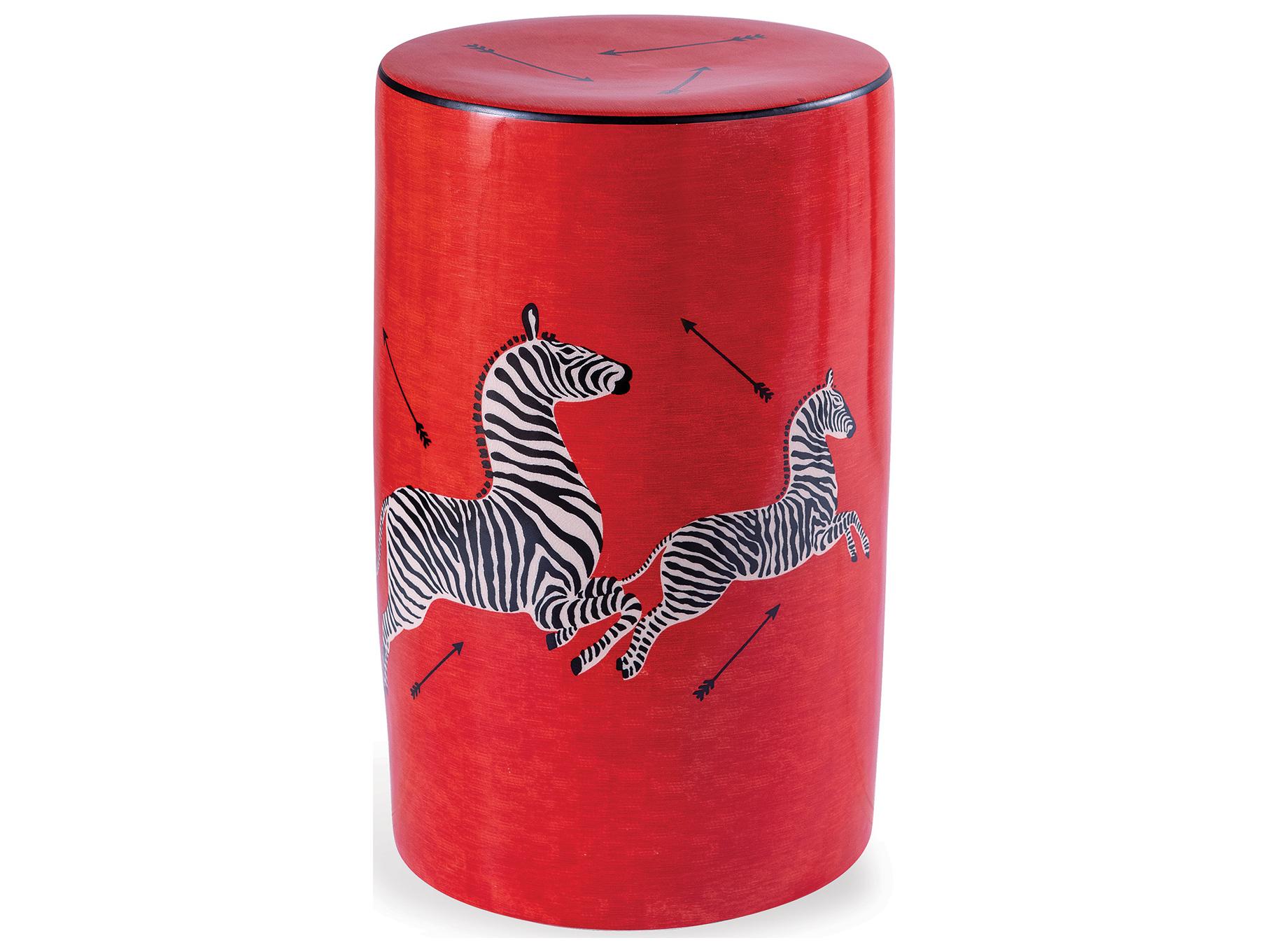 Port 68 Zebra Red Stool 19X12"D