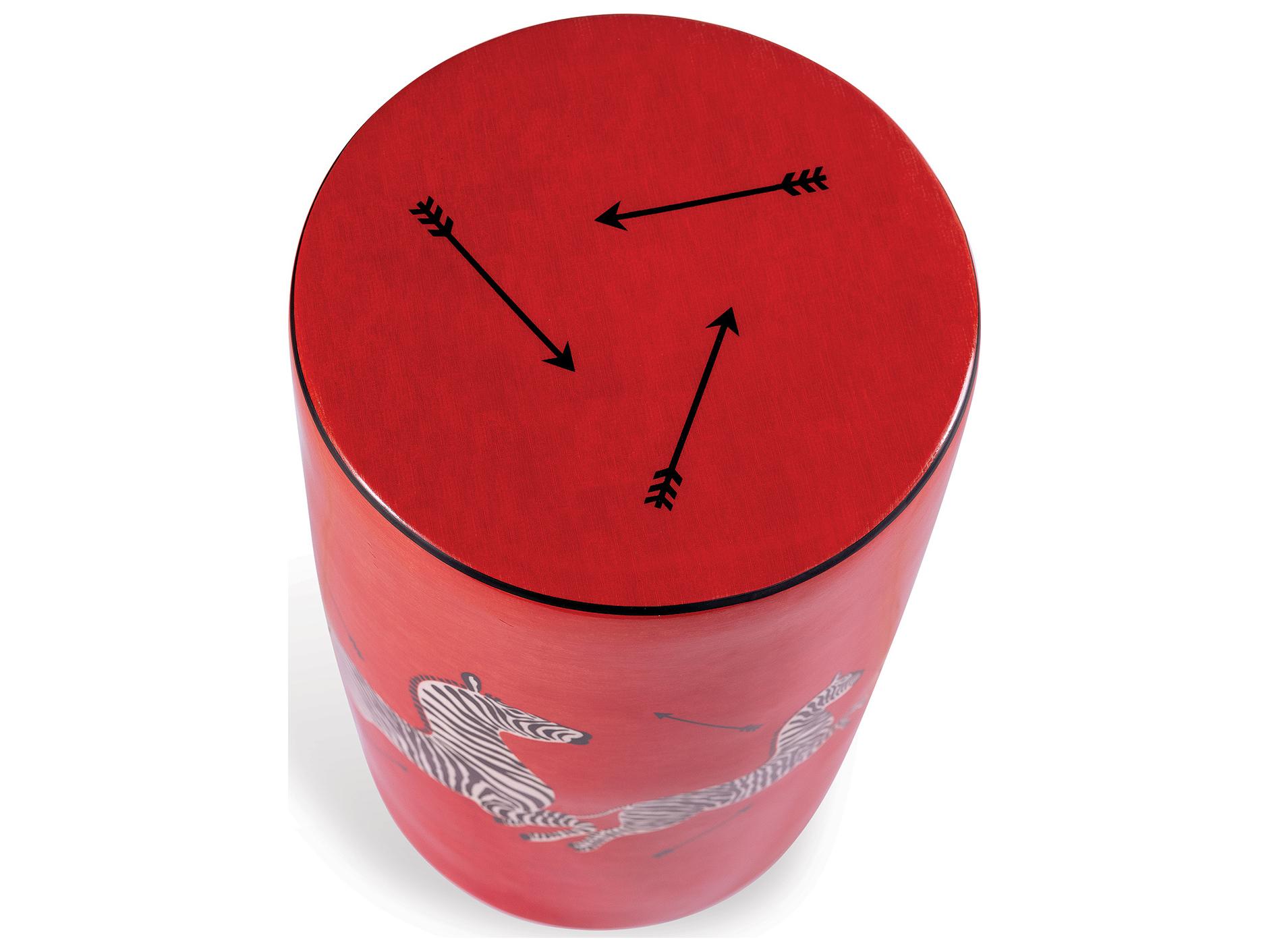 Port 68 Zebra Red Stool 19X12"D