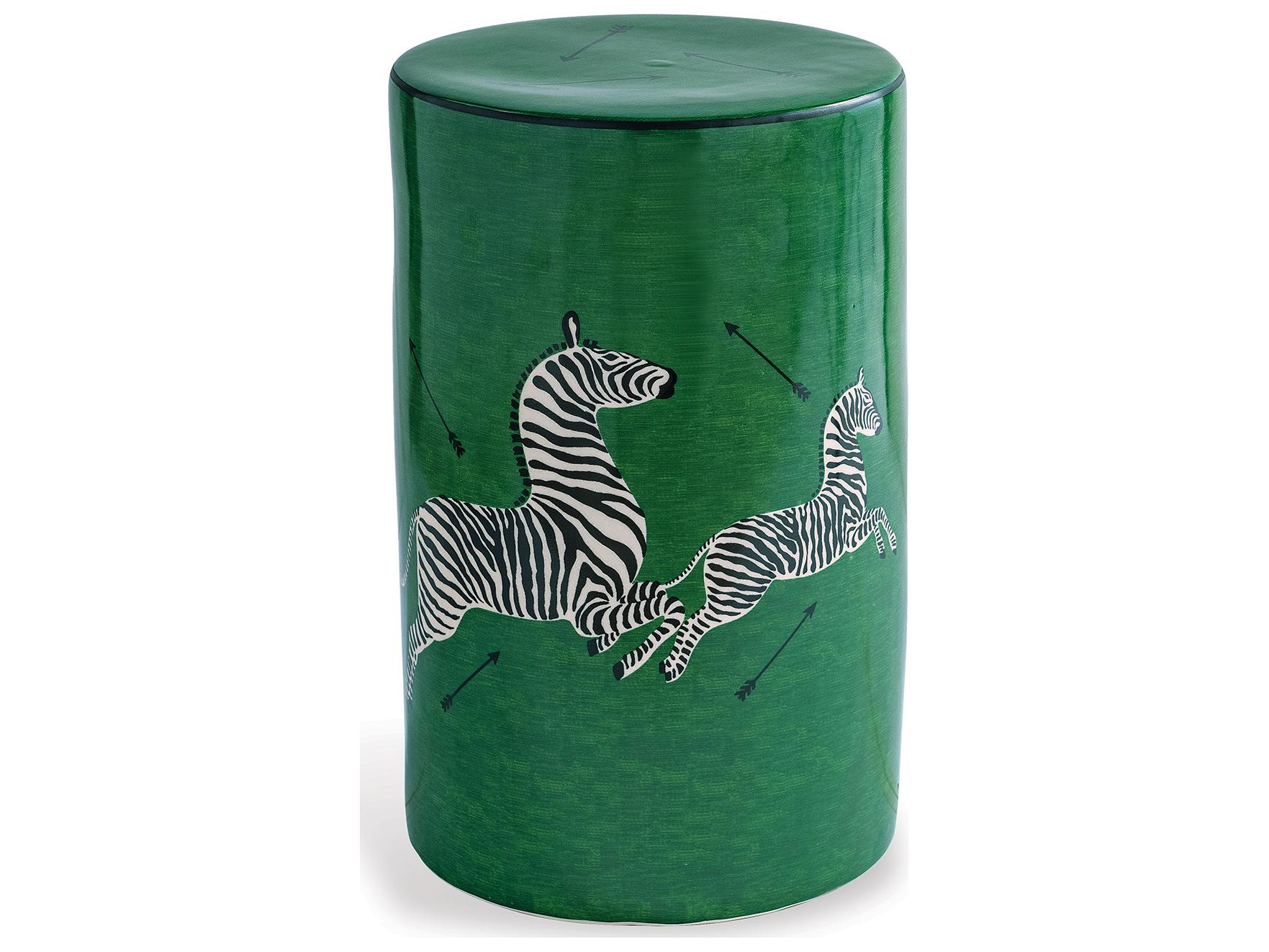 Port 68 Zebra Green Stool 19X12"D