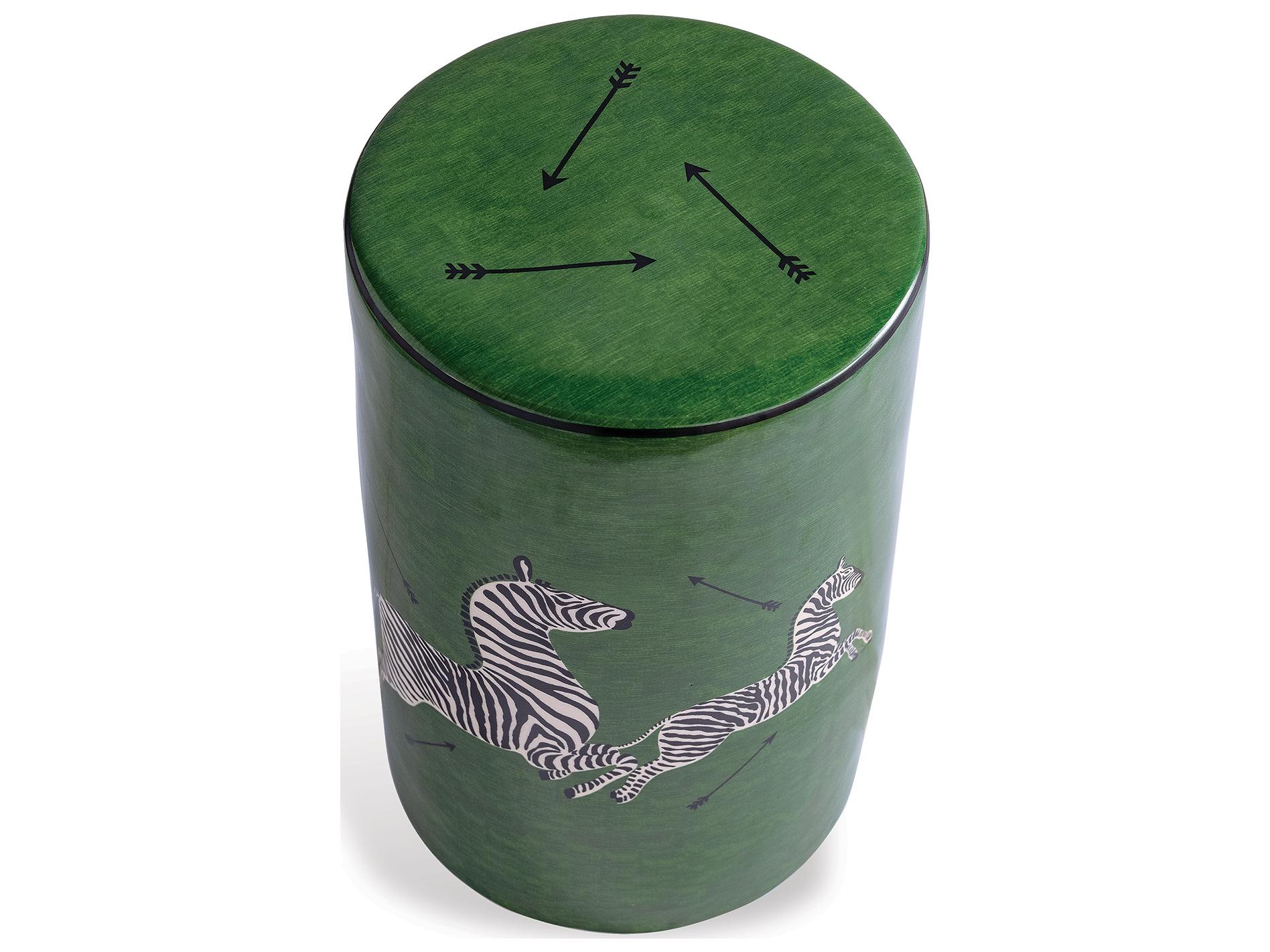 Port 68 Zebra Green Stool 19X12"D