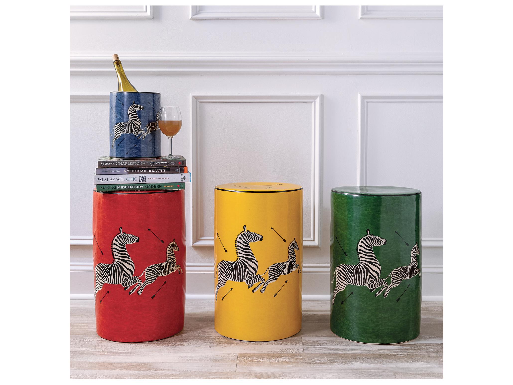 Port 68 Zebra Green Stool 19X12"D