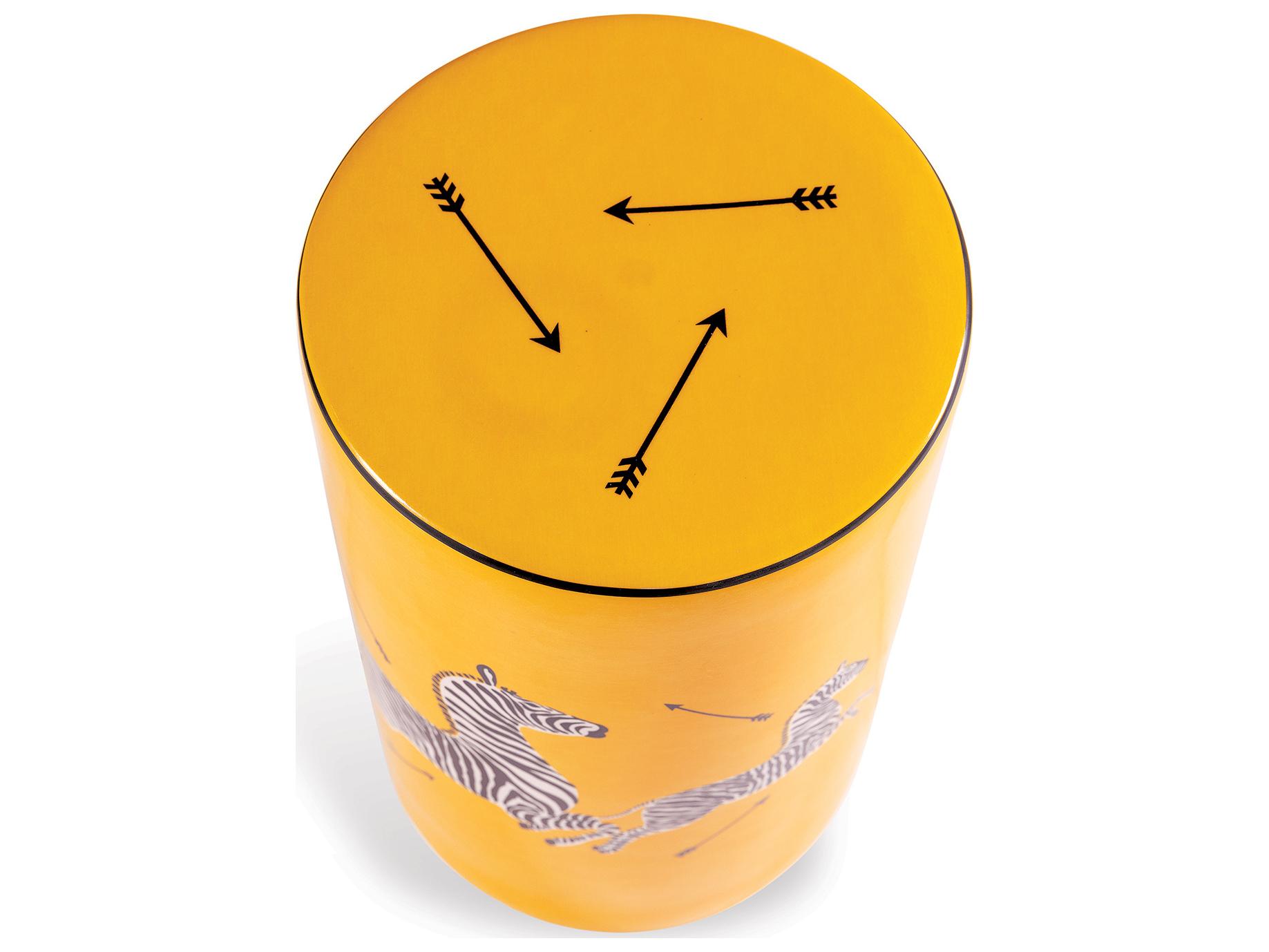 Port 68 Zebra Yellow Stool 19X12"D