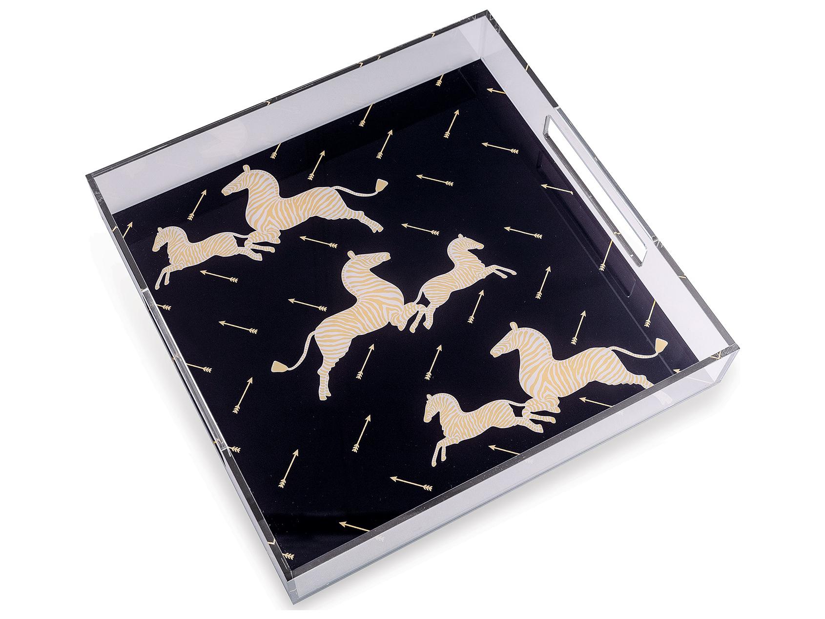 Port 68 Zebra Black Acrylic Tray 2.5X15X15