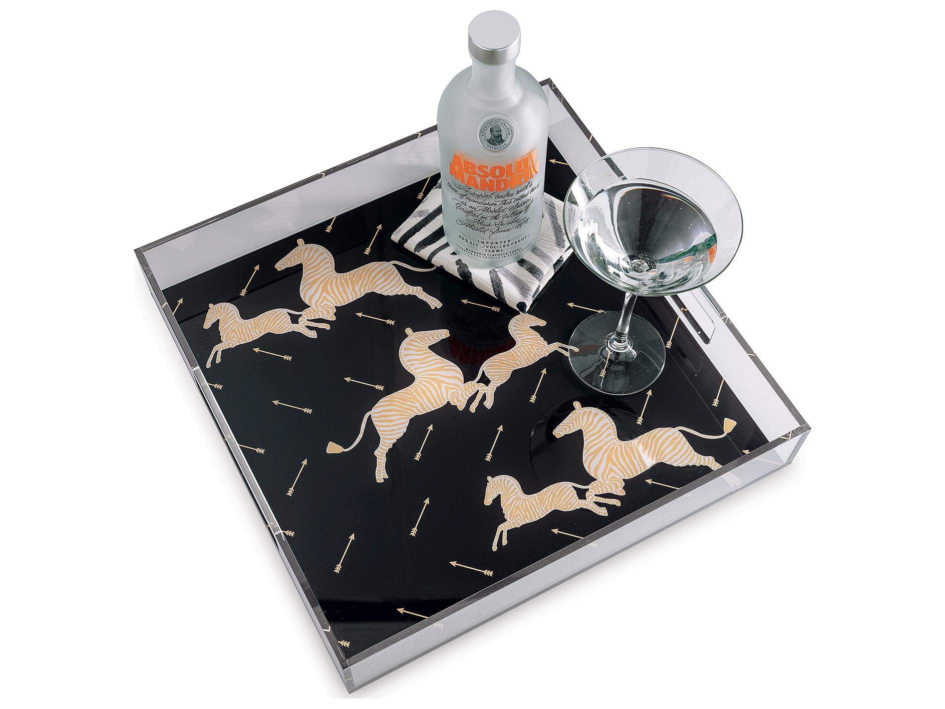 Port 68 Zebra Black Acrylic Tray 2.5X15X15