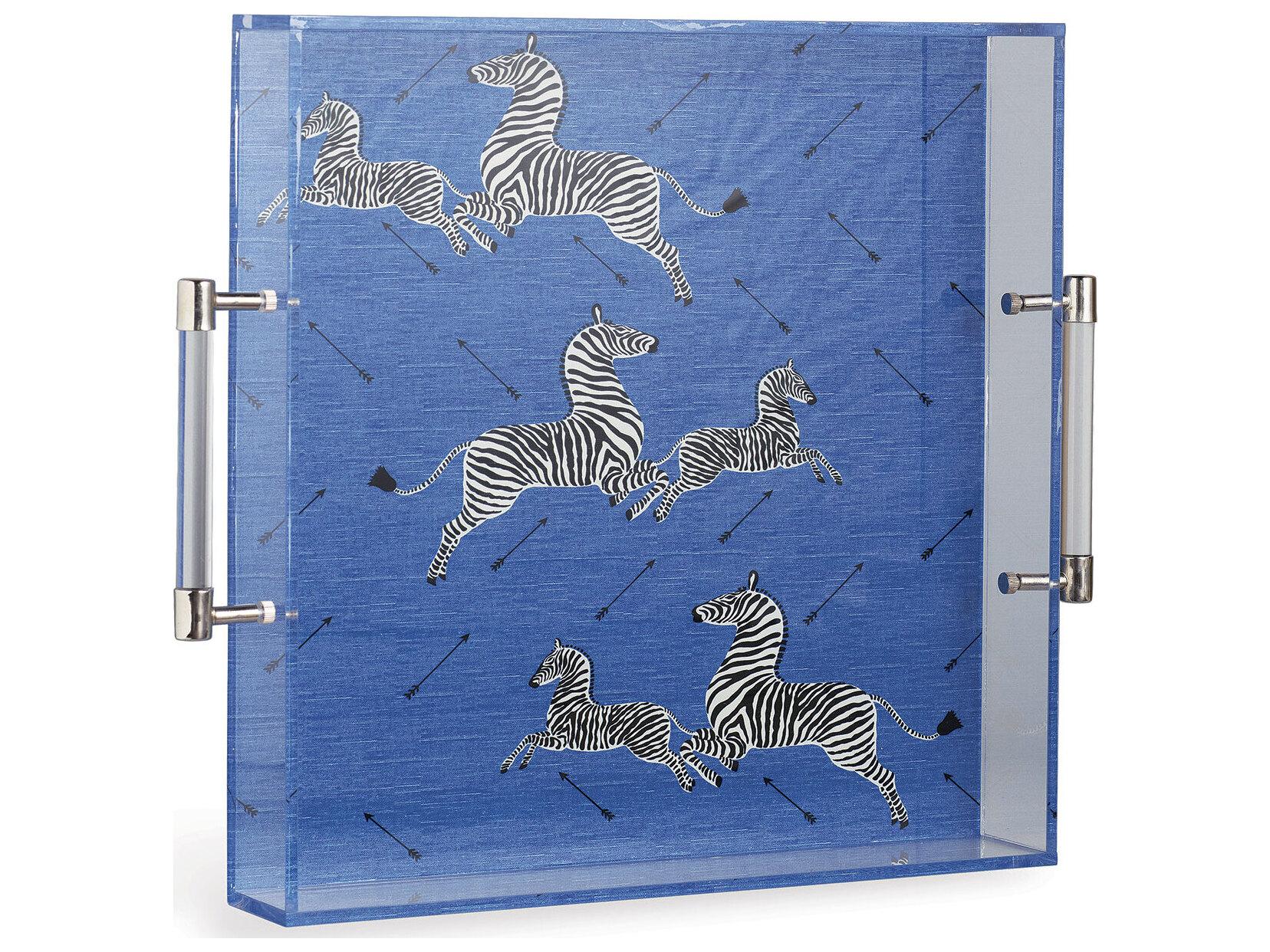 Port 68 Zebra Blue Lucite Tray