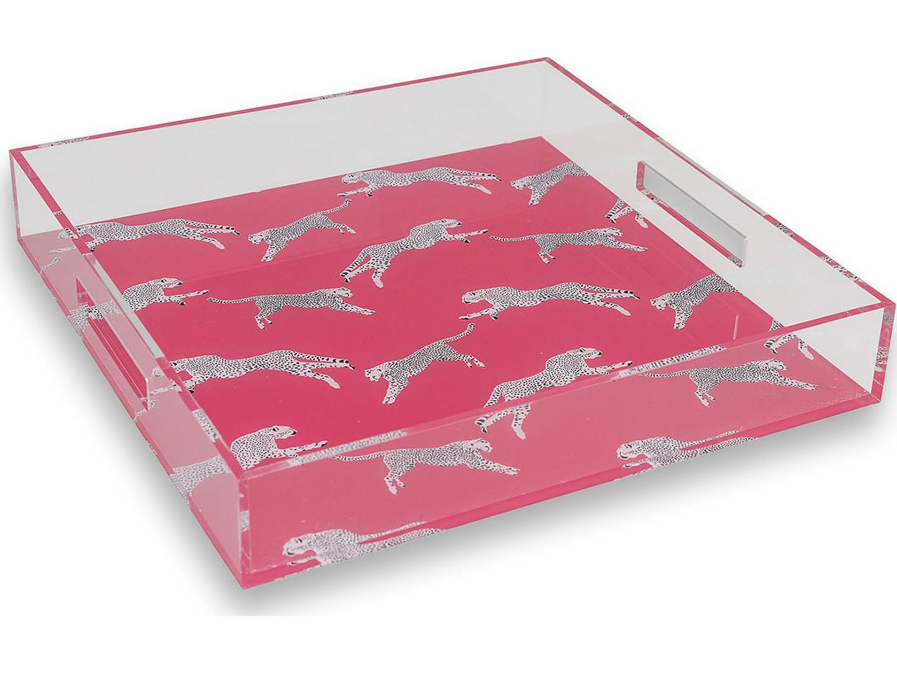 Port 68 Leaping Cheetah Pink Acrylic Tray