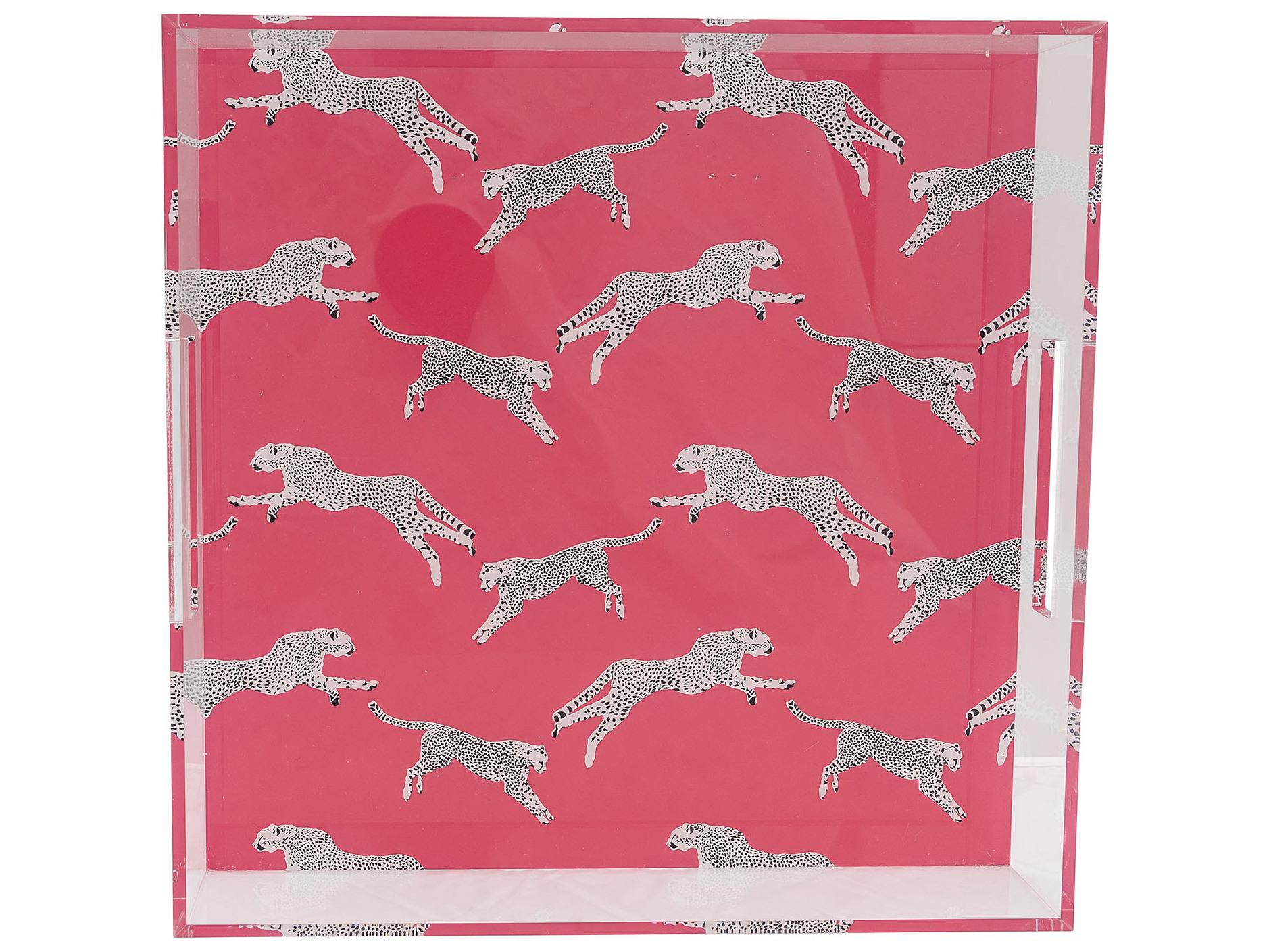 Port 68 Leaping Cheetah Pink Acrylic Tray